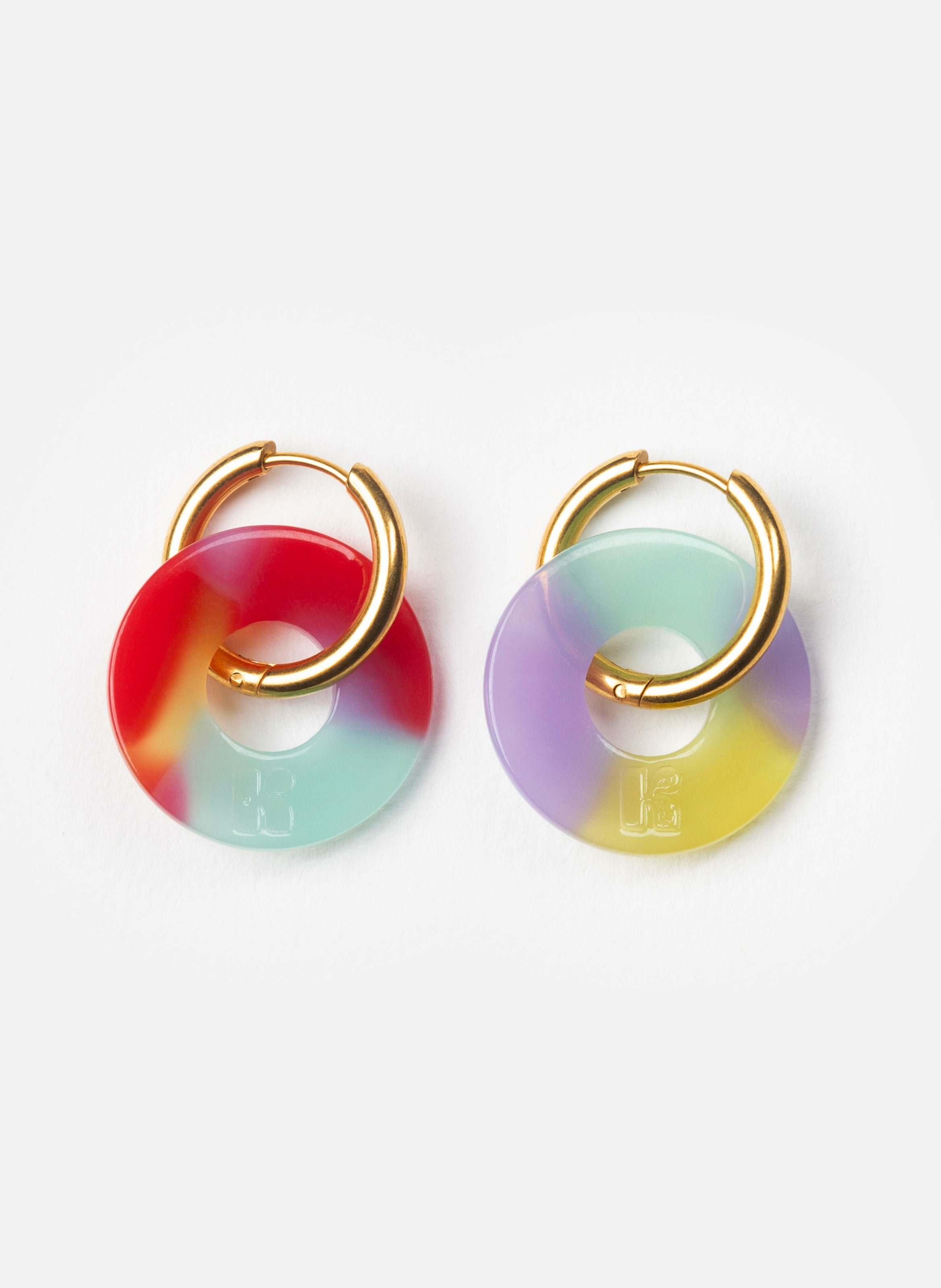 Boucles d'oreilles donuts avec anneaux en acier inoxydable doré  Muse