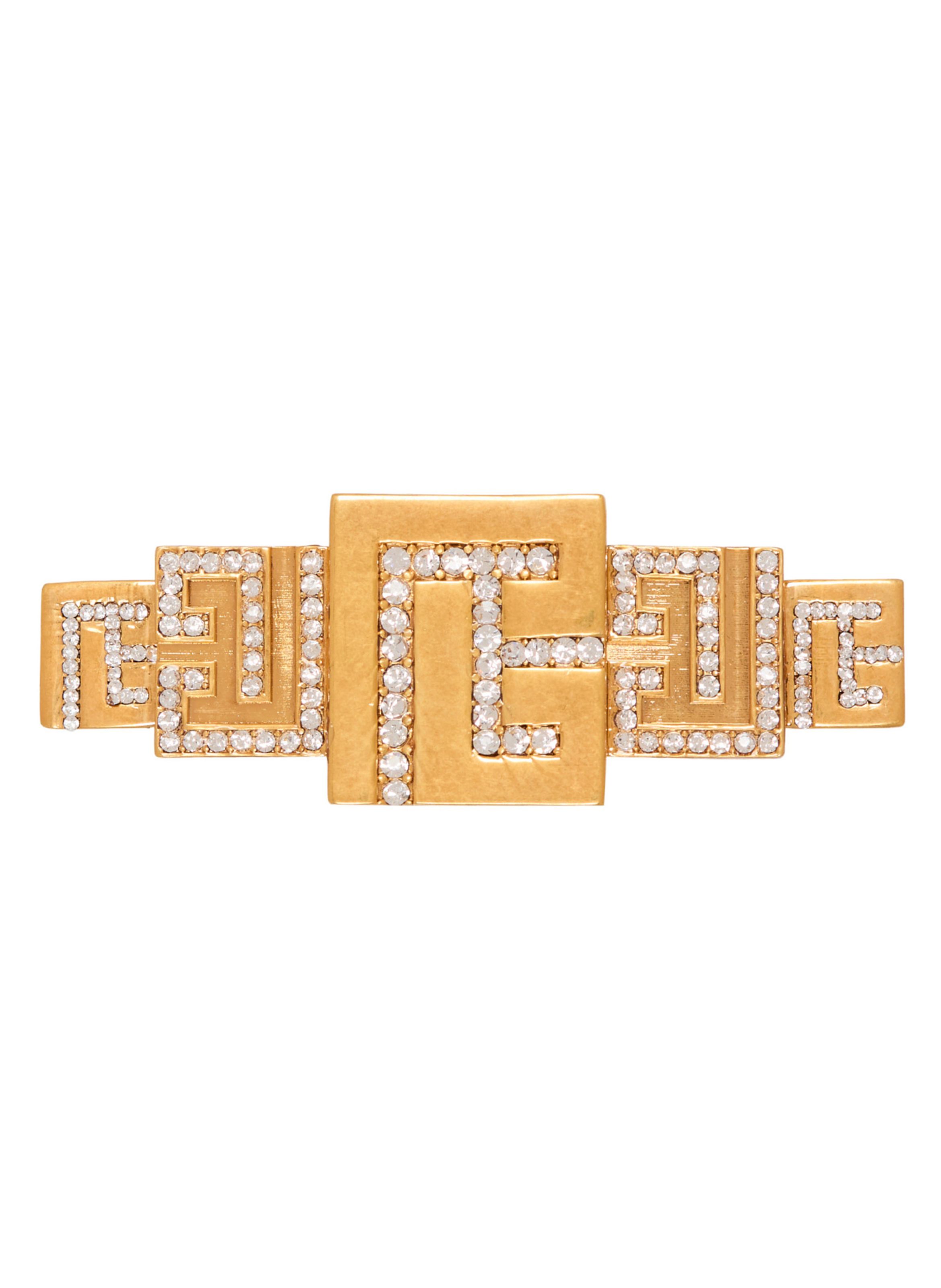 Broche pb en 3d avec cristaux BALMAIN Doré