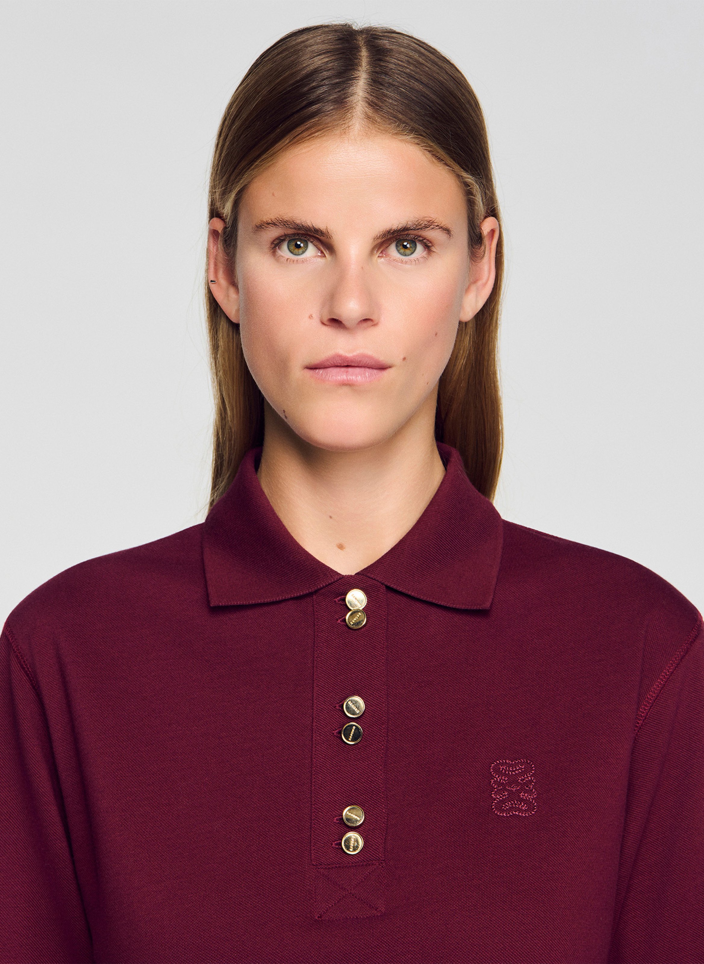 Polo manches courtes à broderie logo Rouge