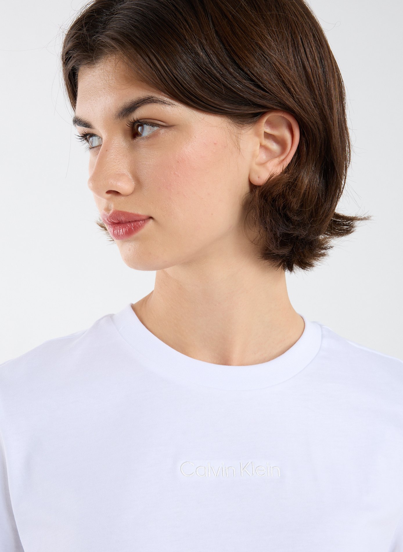 T-shirt col rond en coton CALVIN KLEIN Blanc