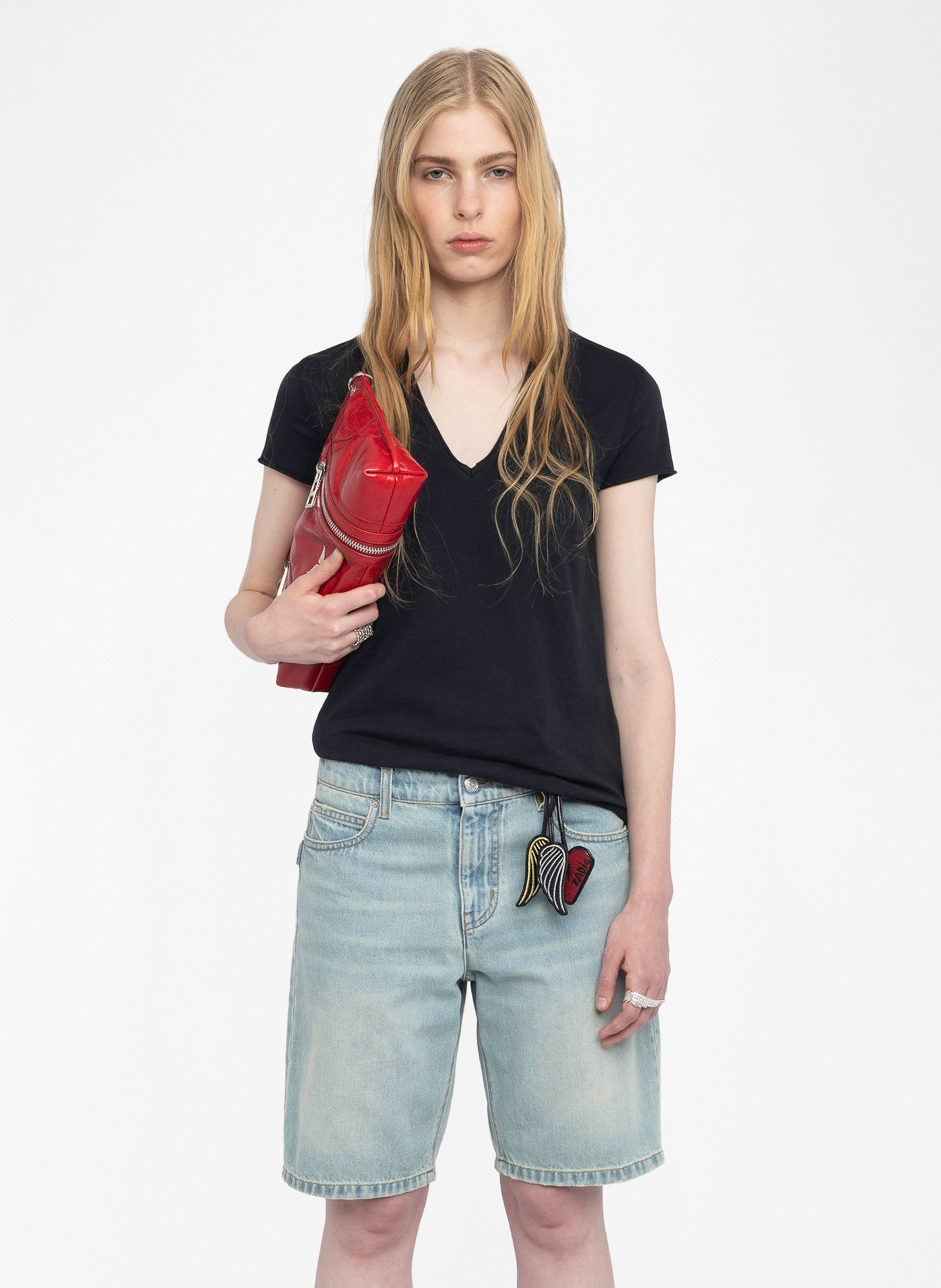 Tee-shirt droit col v motif dos story ZADIG&VOLTAIRE Noir