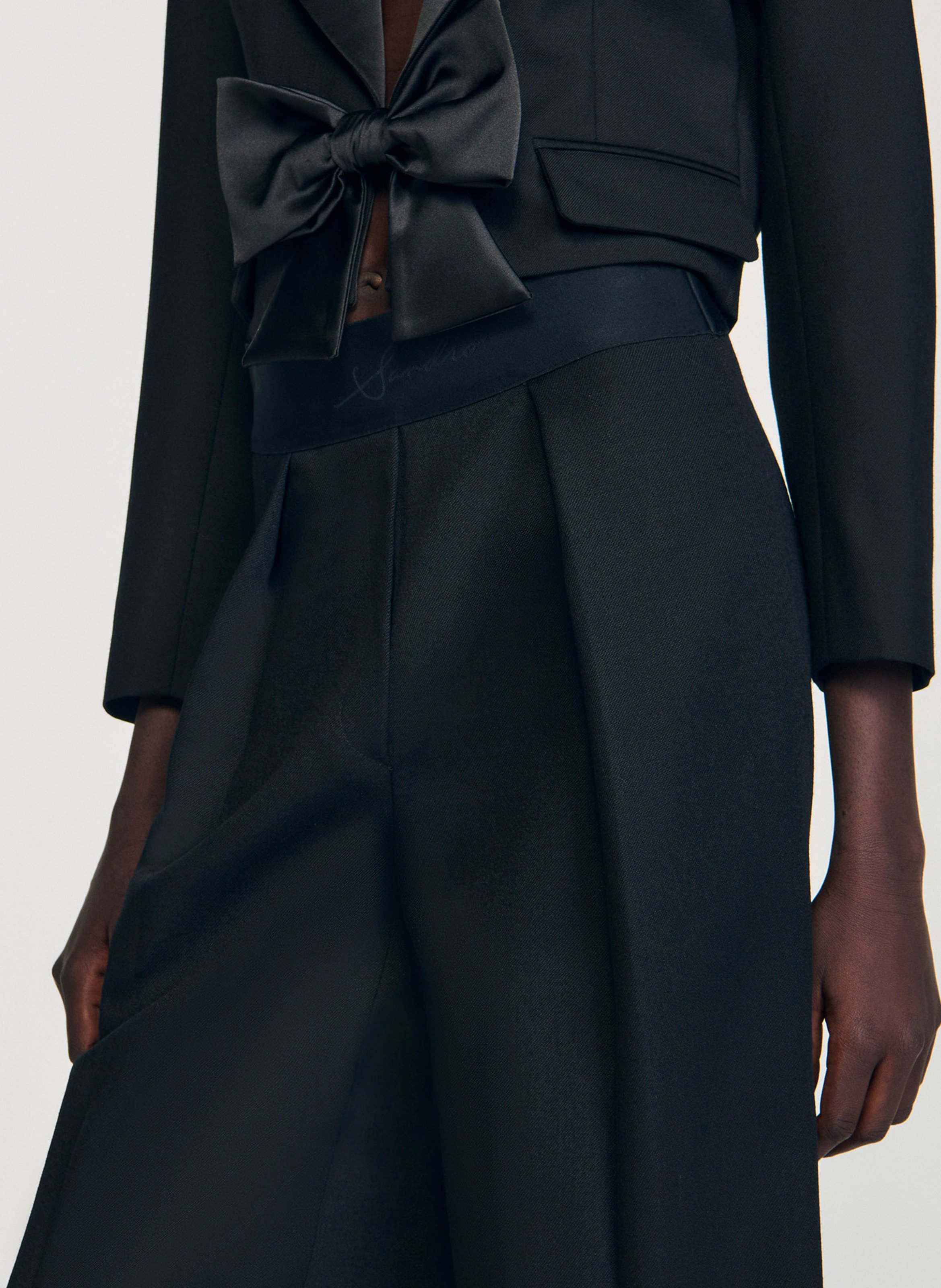 Pantalon large en laine SANDRO Noir