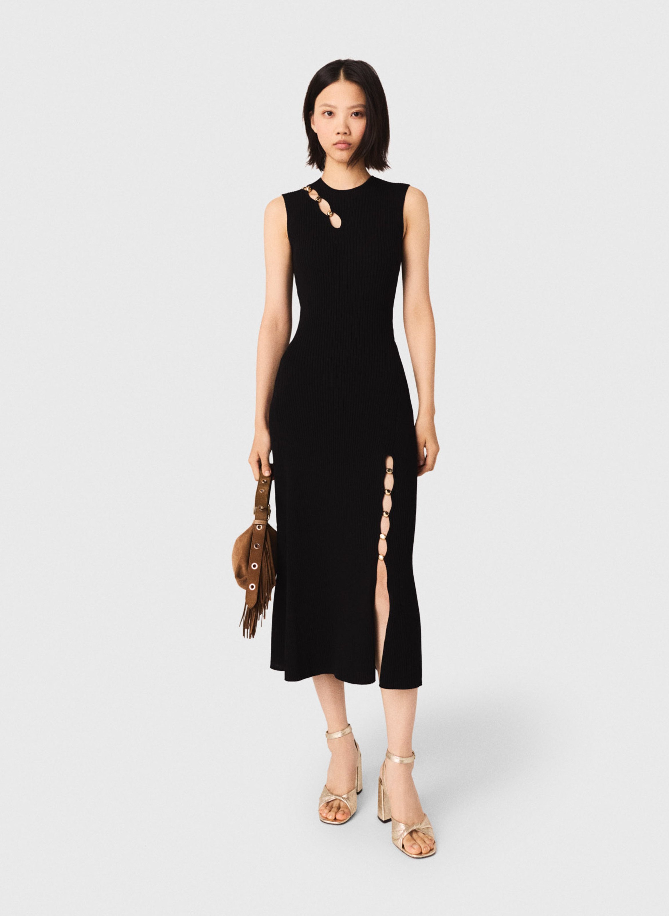 Robe midi col rond MAJE Noir