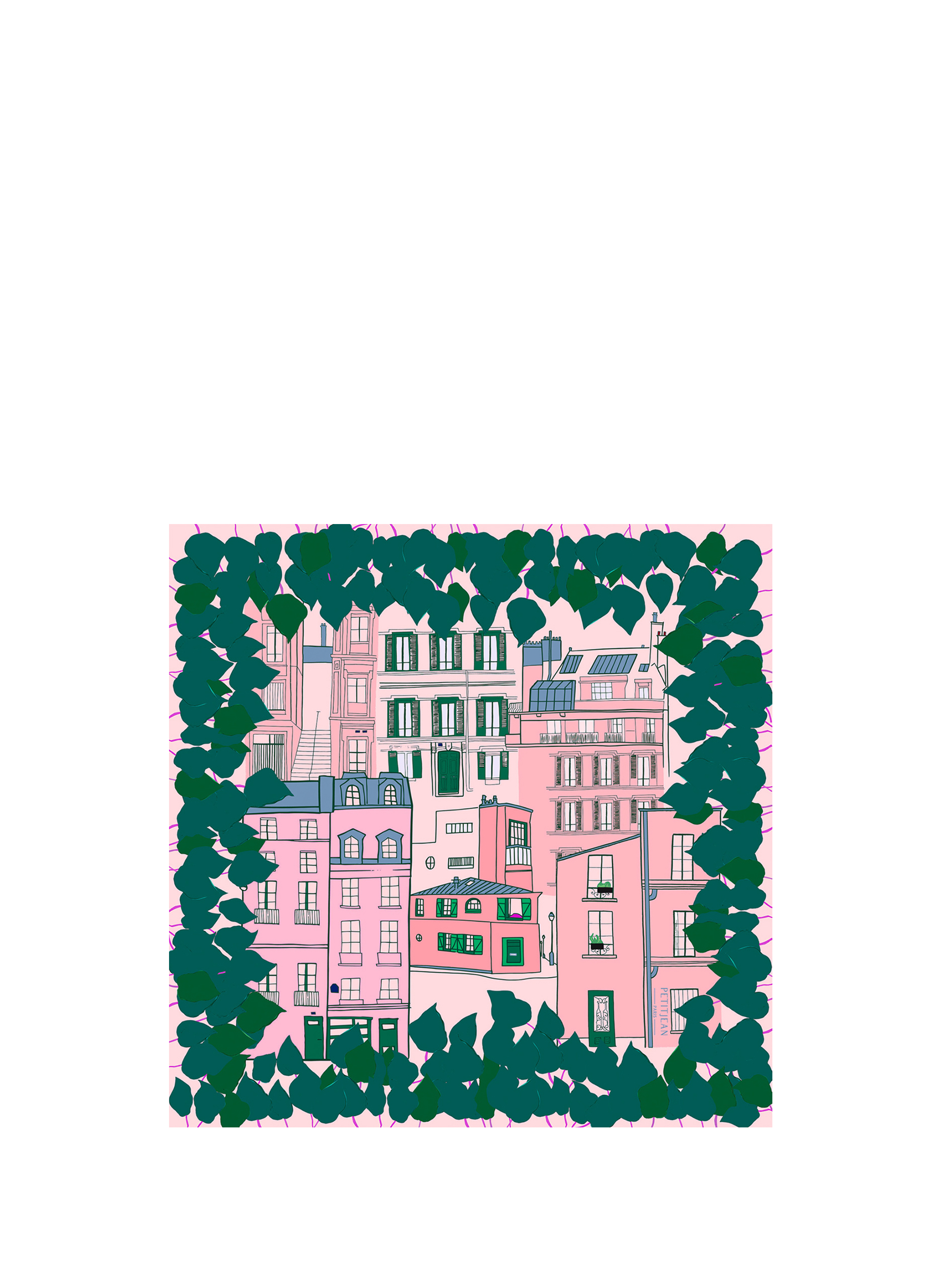 Montmartre - Carré 45 imprimé en soie PETITJEAN PARIS Multicolore