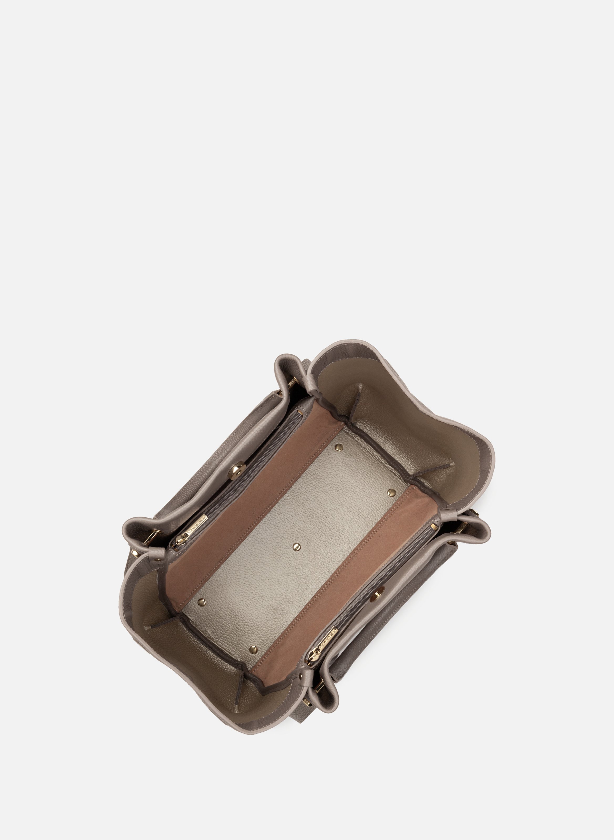 Très grand sac cabas épaule - foulonné double louisa LANCASTER Gris