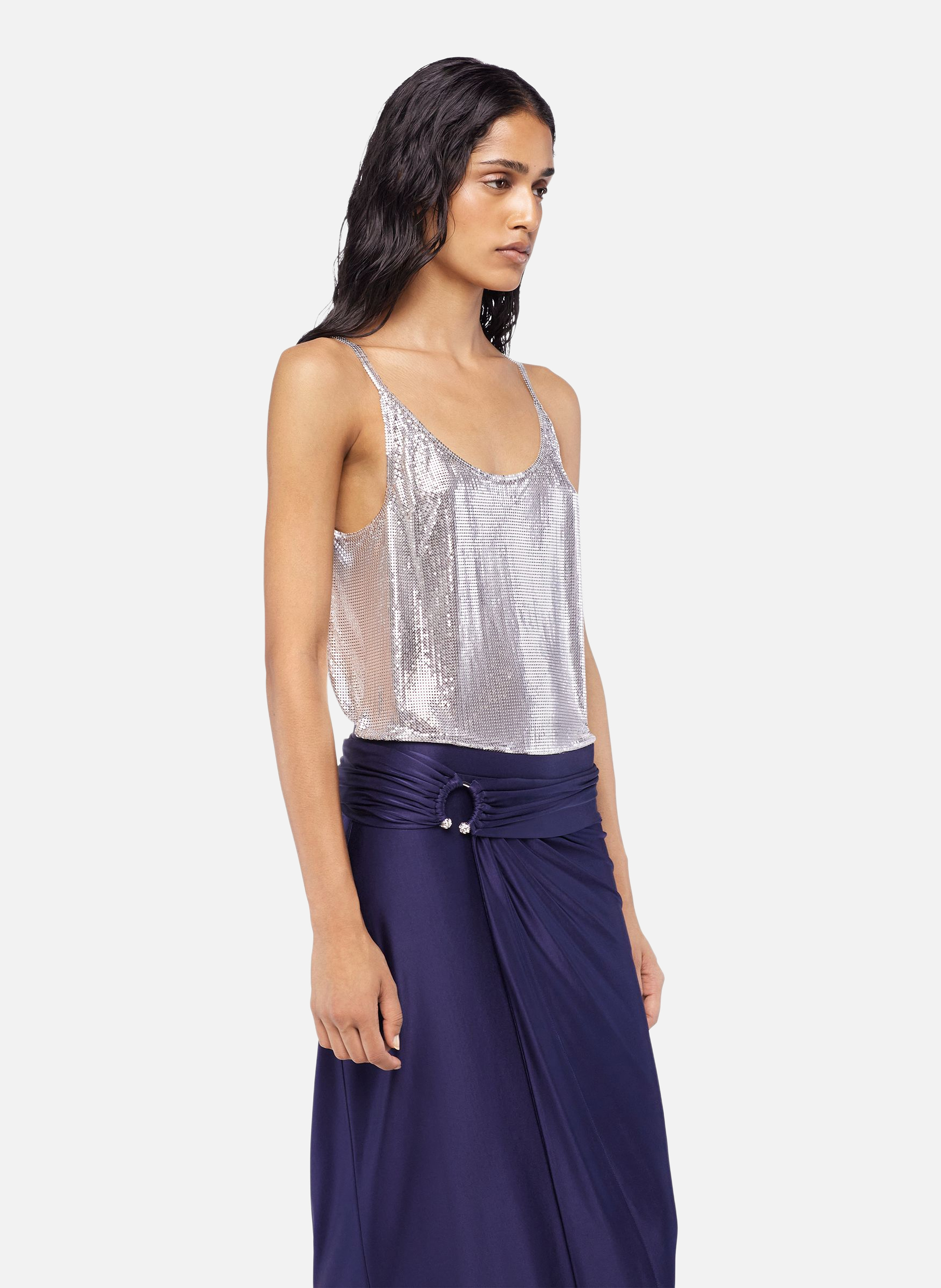 Débardeur en mesh RABANNE Argent