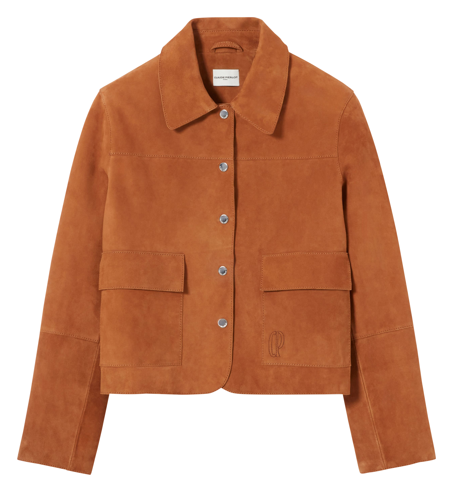 Veste col classique en cuir CLAUDIE PIERLOT Beige