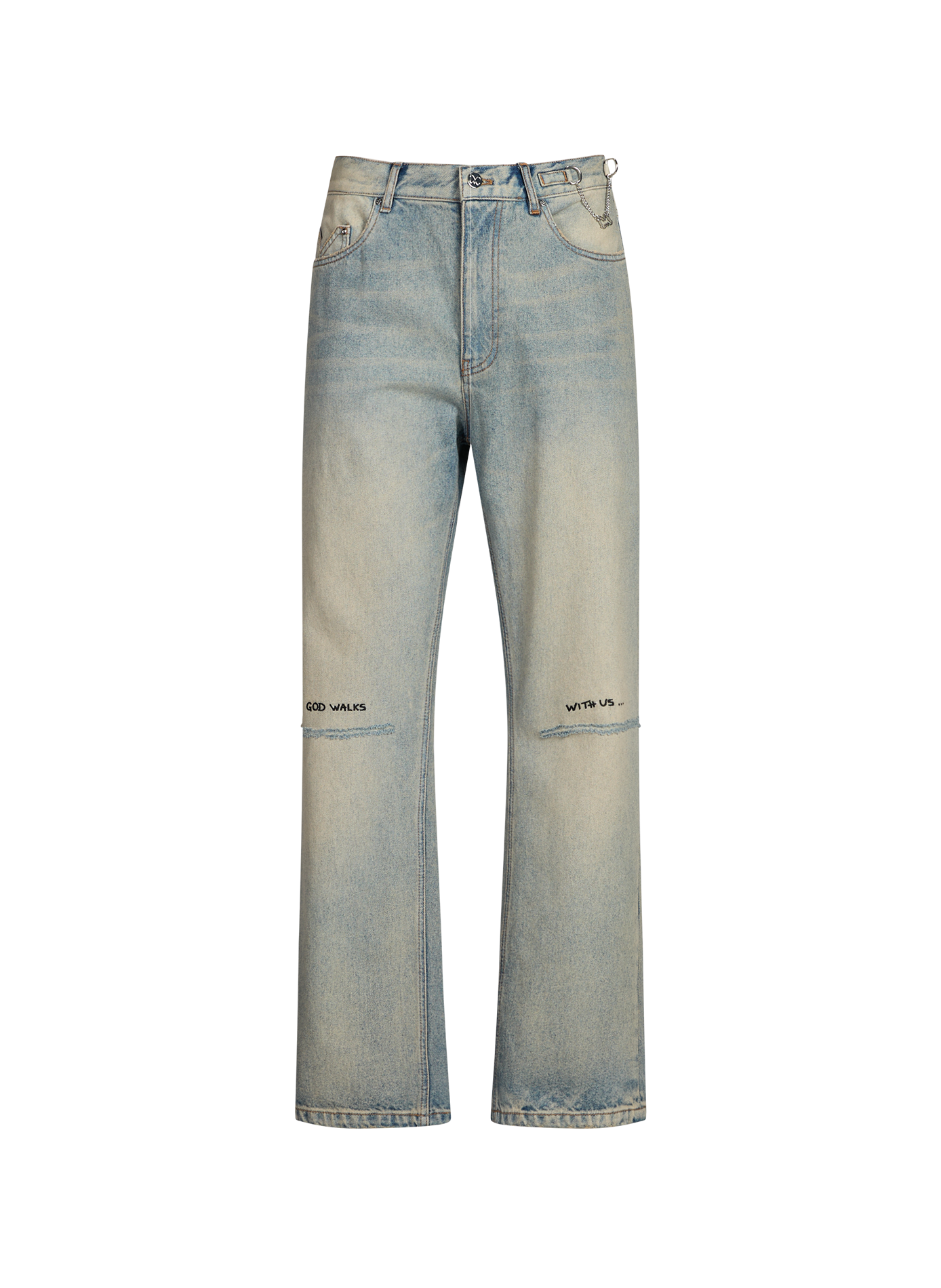 Jeans Wide Leg en coton MOUTY Bleu