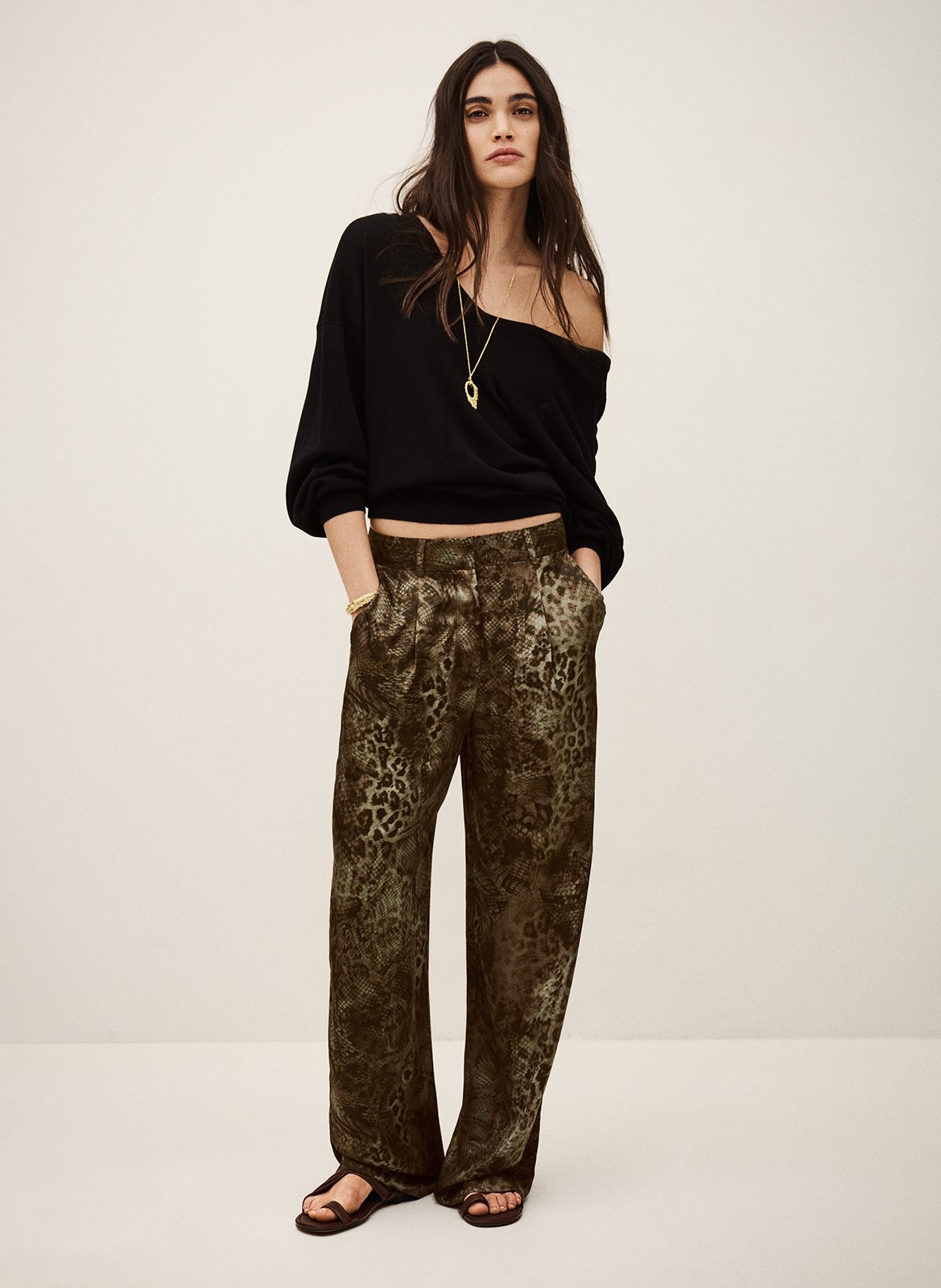 Pantalon large imprimé carrina BA&SH Kaki