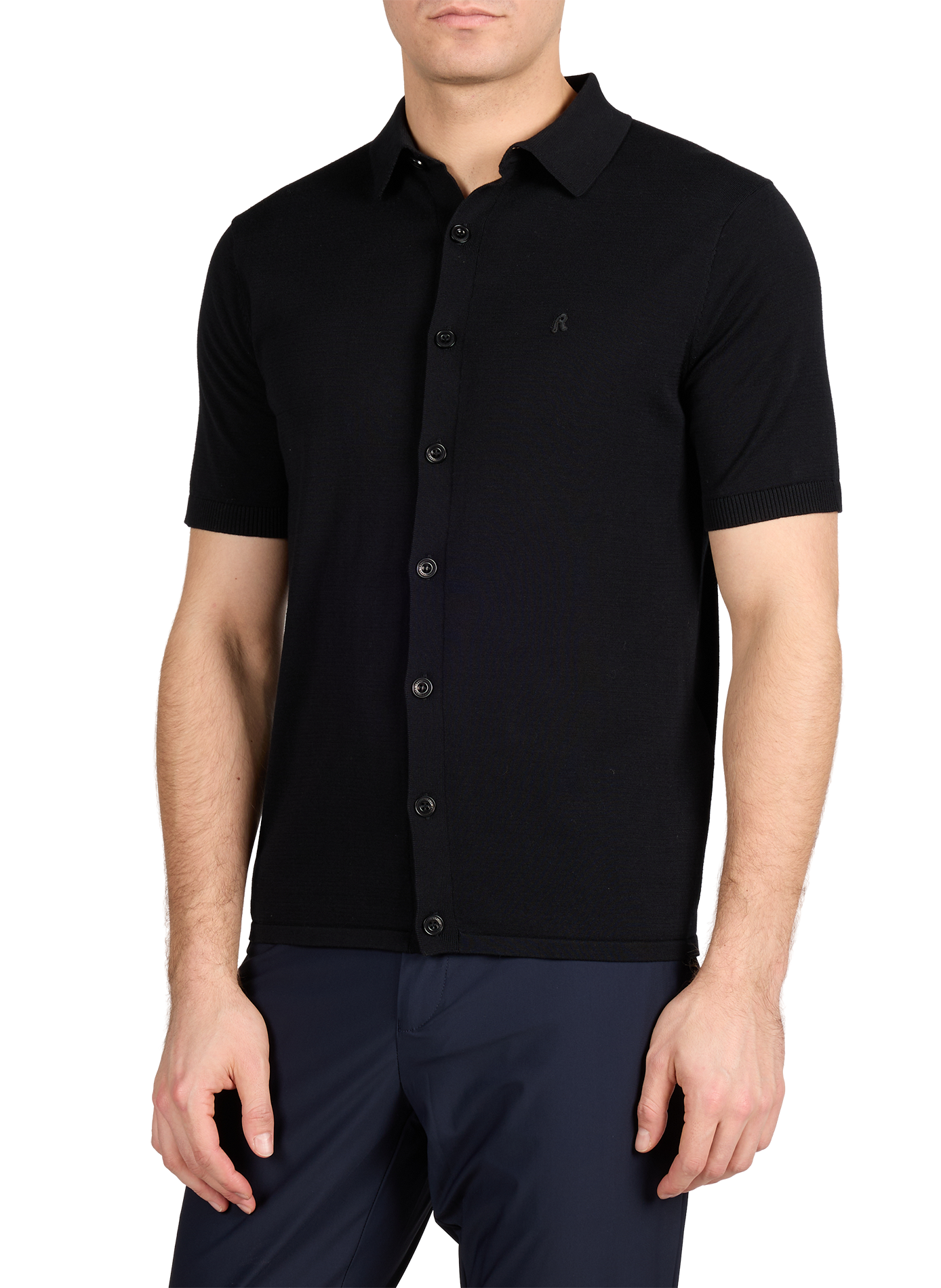 Chemise à manches courtes en coton REPLAY Noir