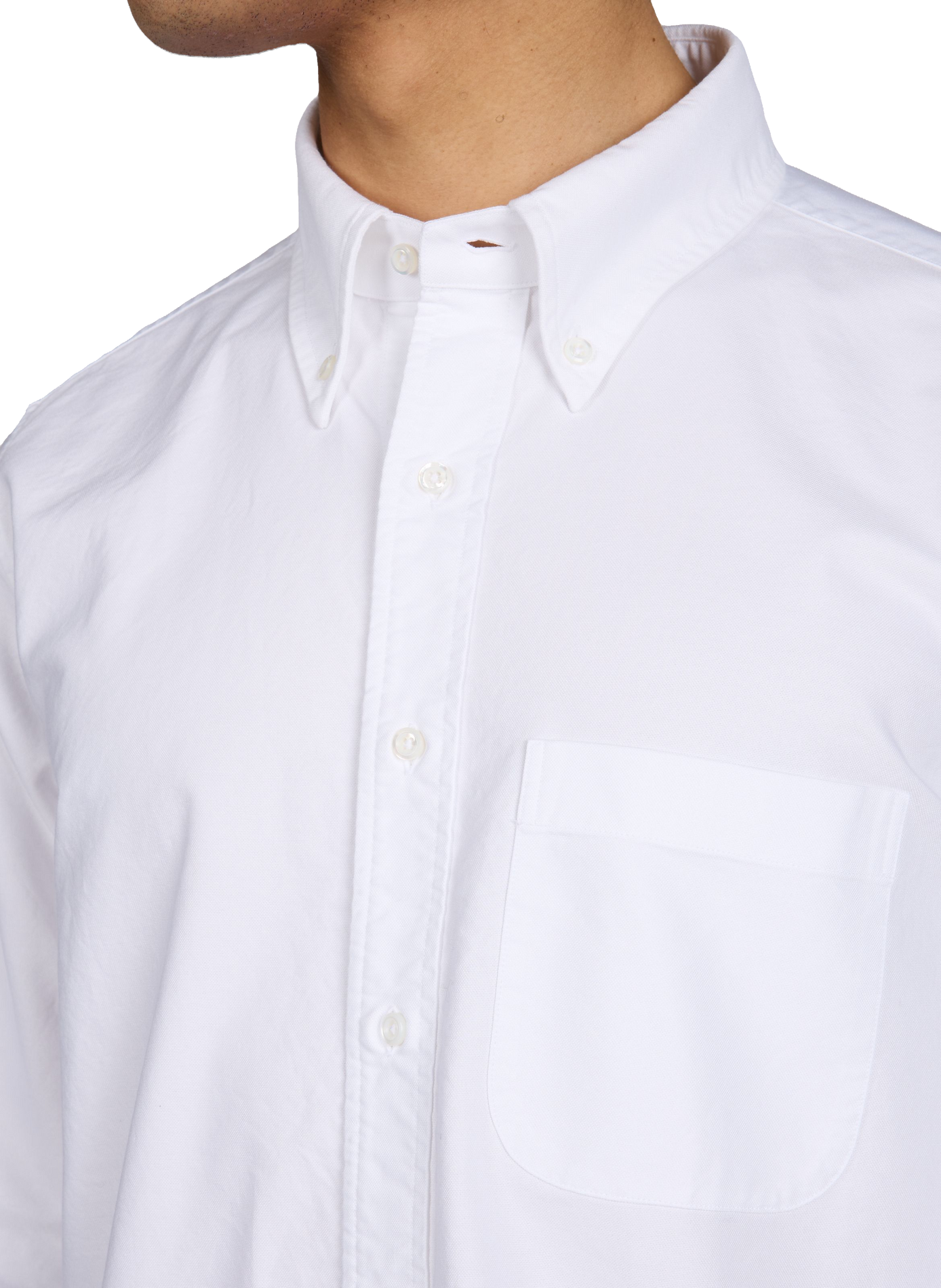 Chemise droite unie en coton THOM BROWNE Blanc