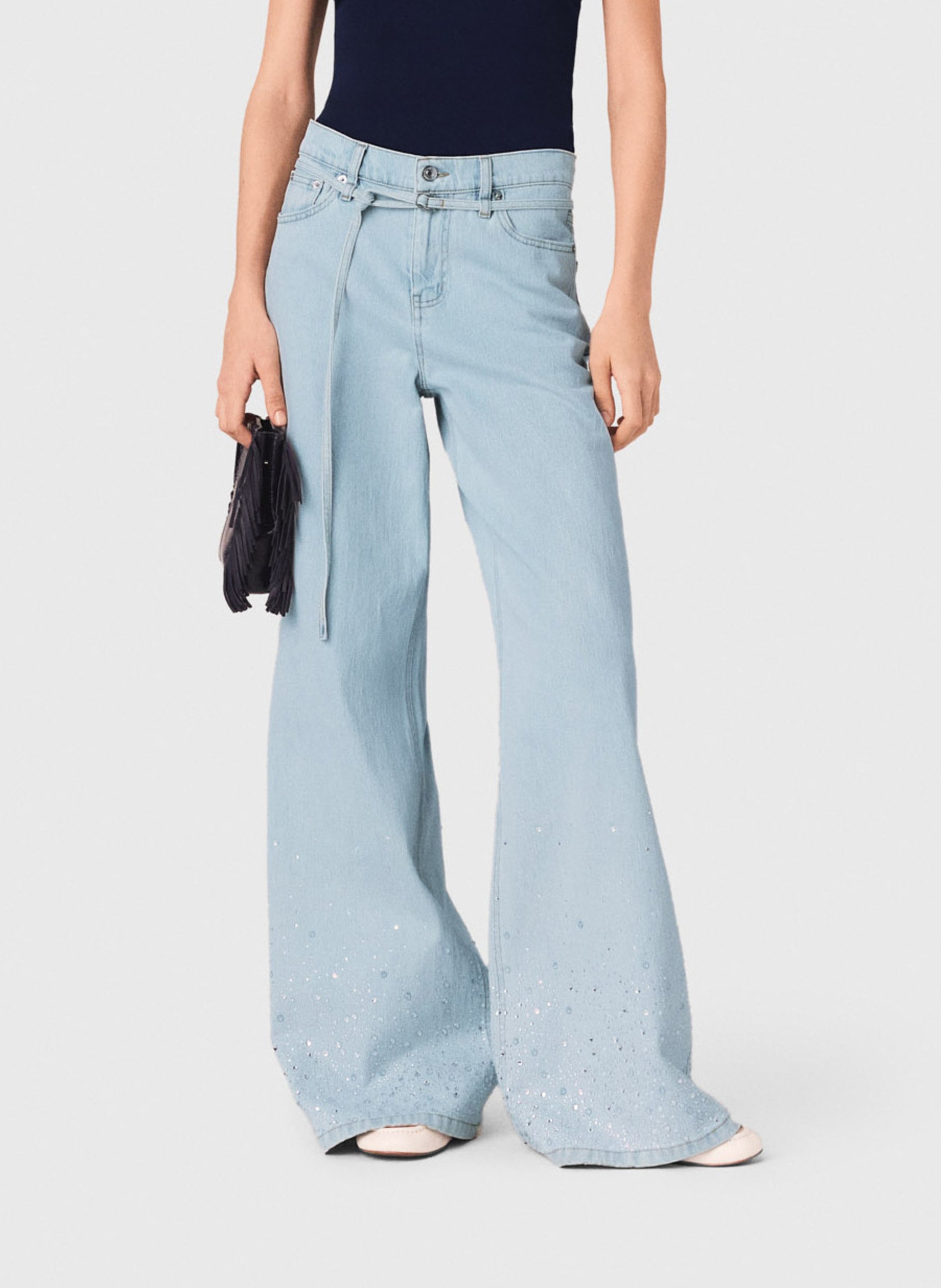 Jean large en coton mélangé MAJE Bleu