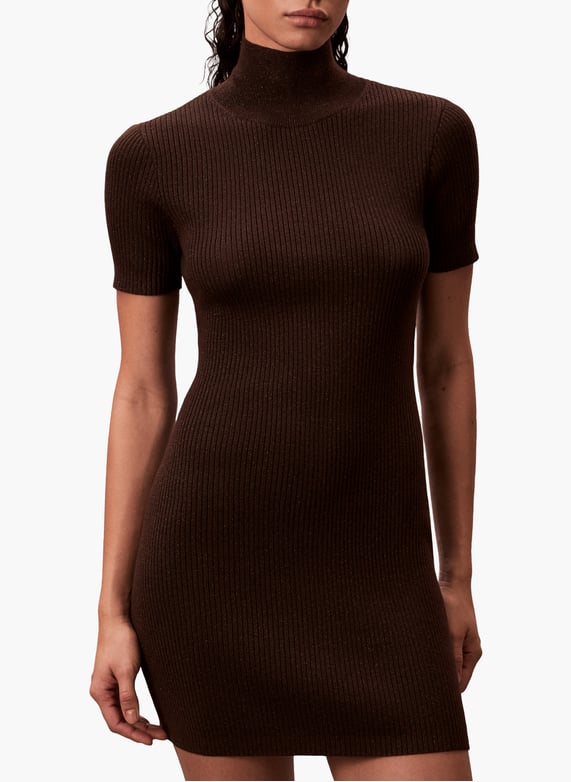 Short dress with high collar Brown Calvin klein - Women | Printemps Short dress with high collar Brown Calvin klein - Women | Printemps