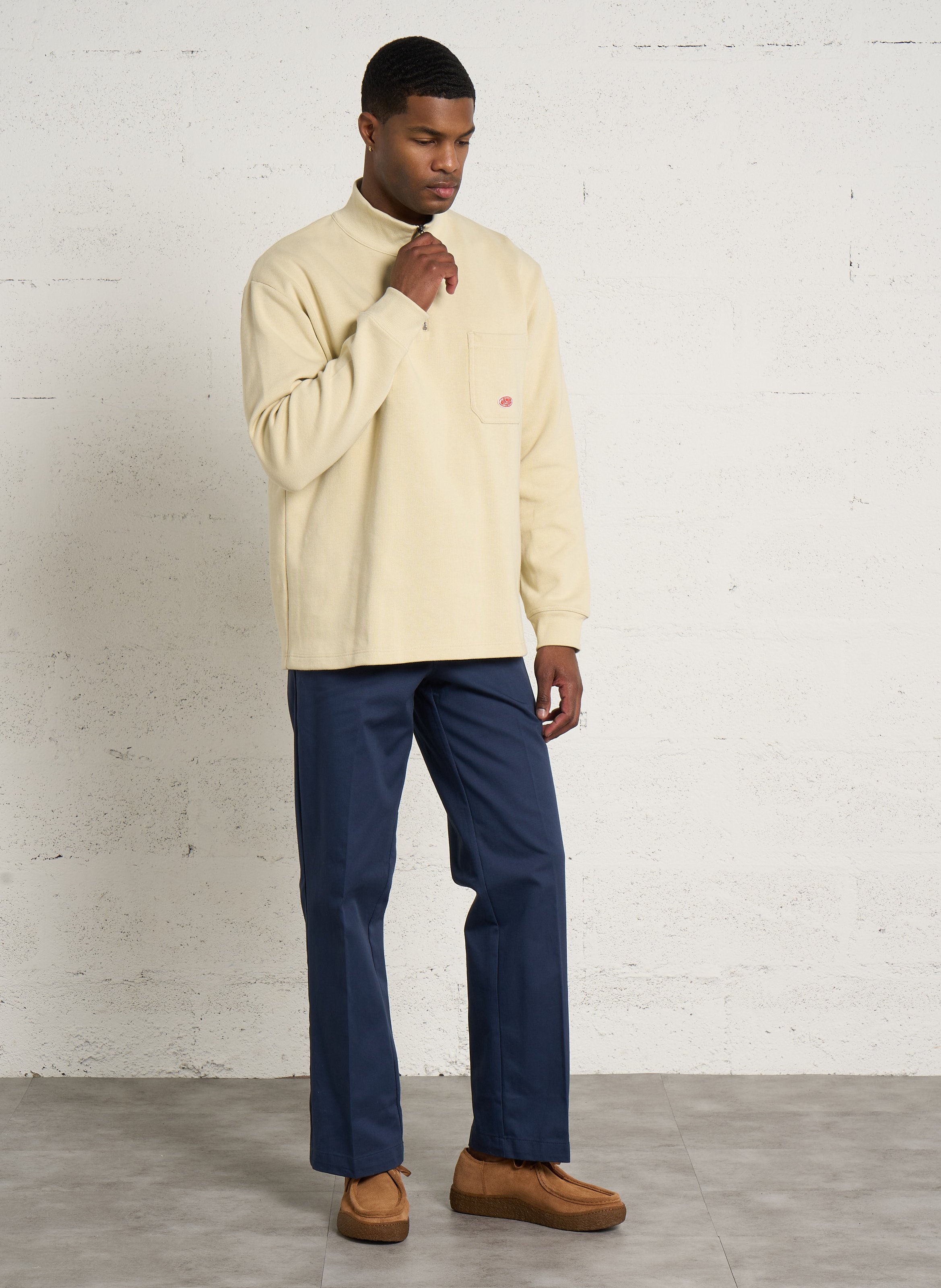 Pull ample col montant zippé en coton bio heritage ARMOR-LUX Beige