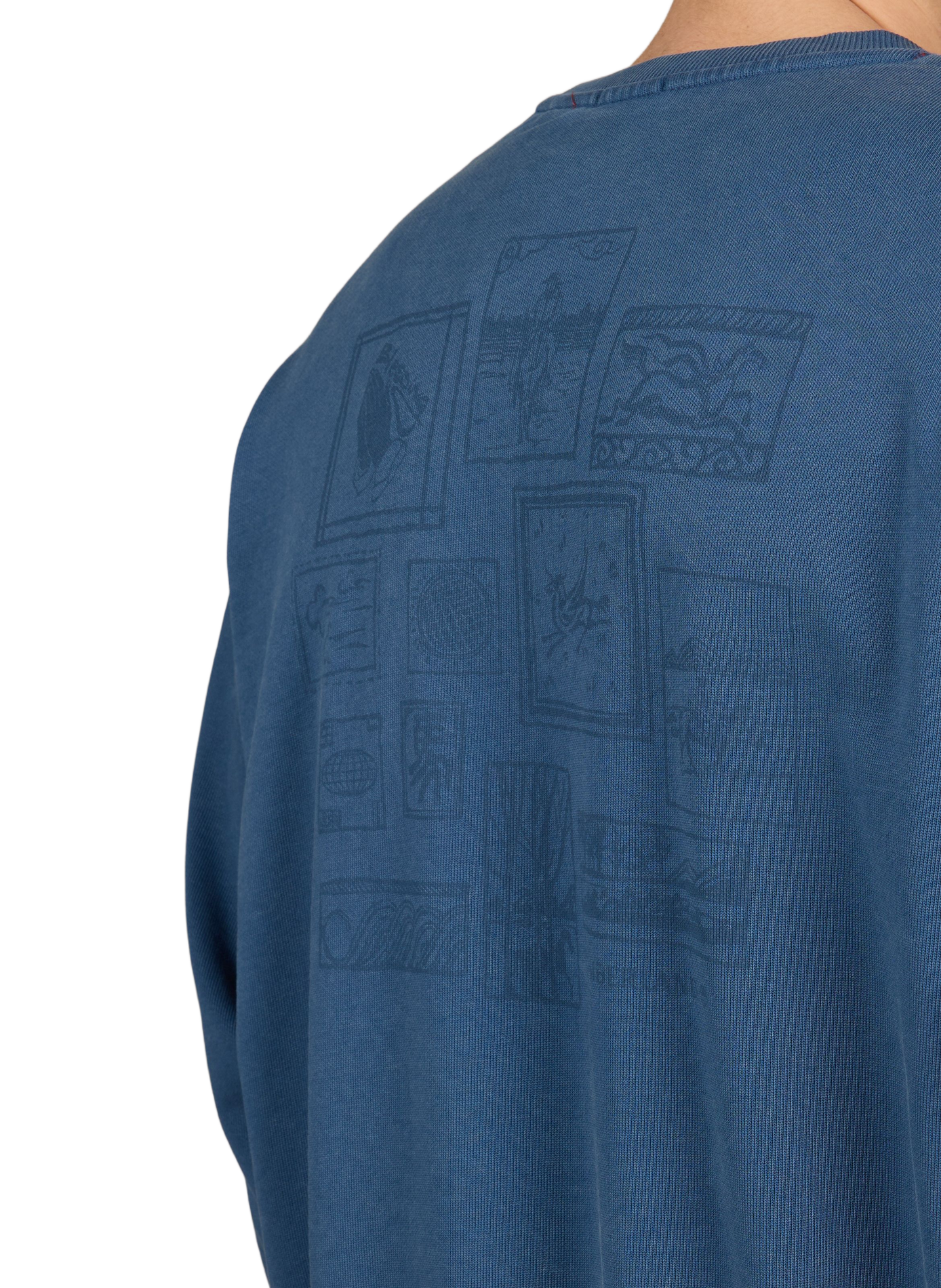 Oversized printed sweater with mixed cotton back TIMBERLAND Blue