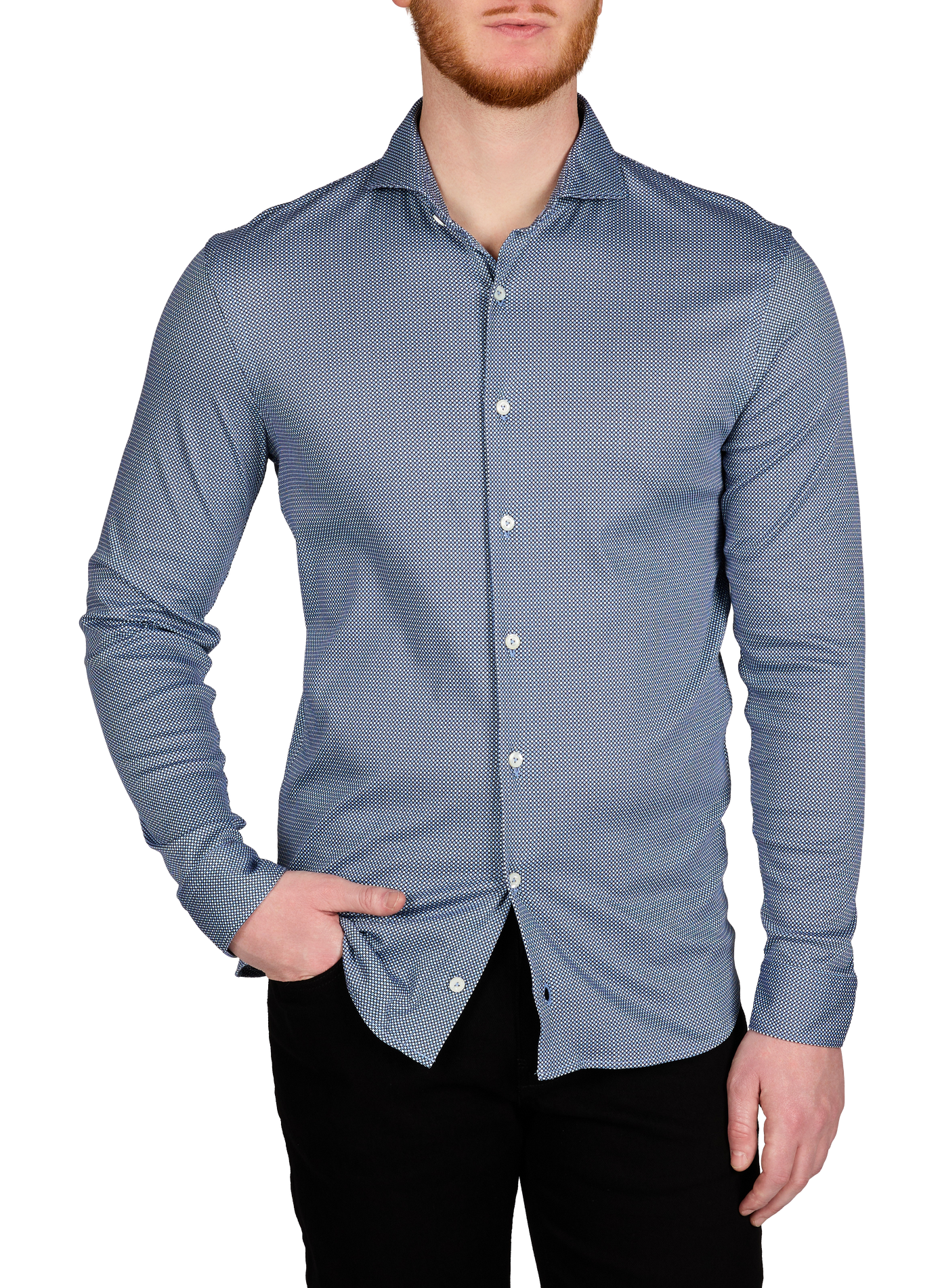 Overhemd met print van katoen VAN LAACK Blauw