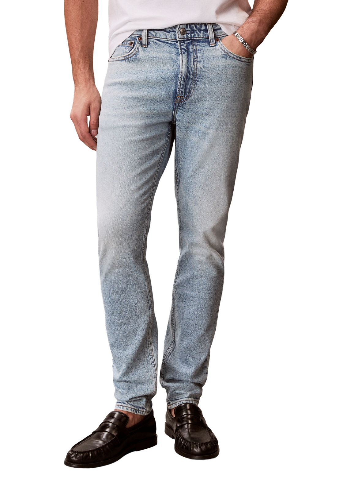 Slim fit jeans in washed cotton denim CALVIN KLEIN Blue