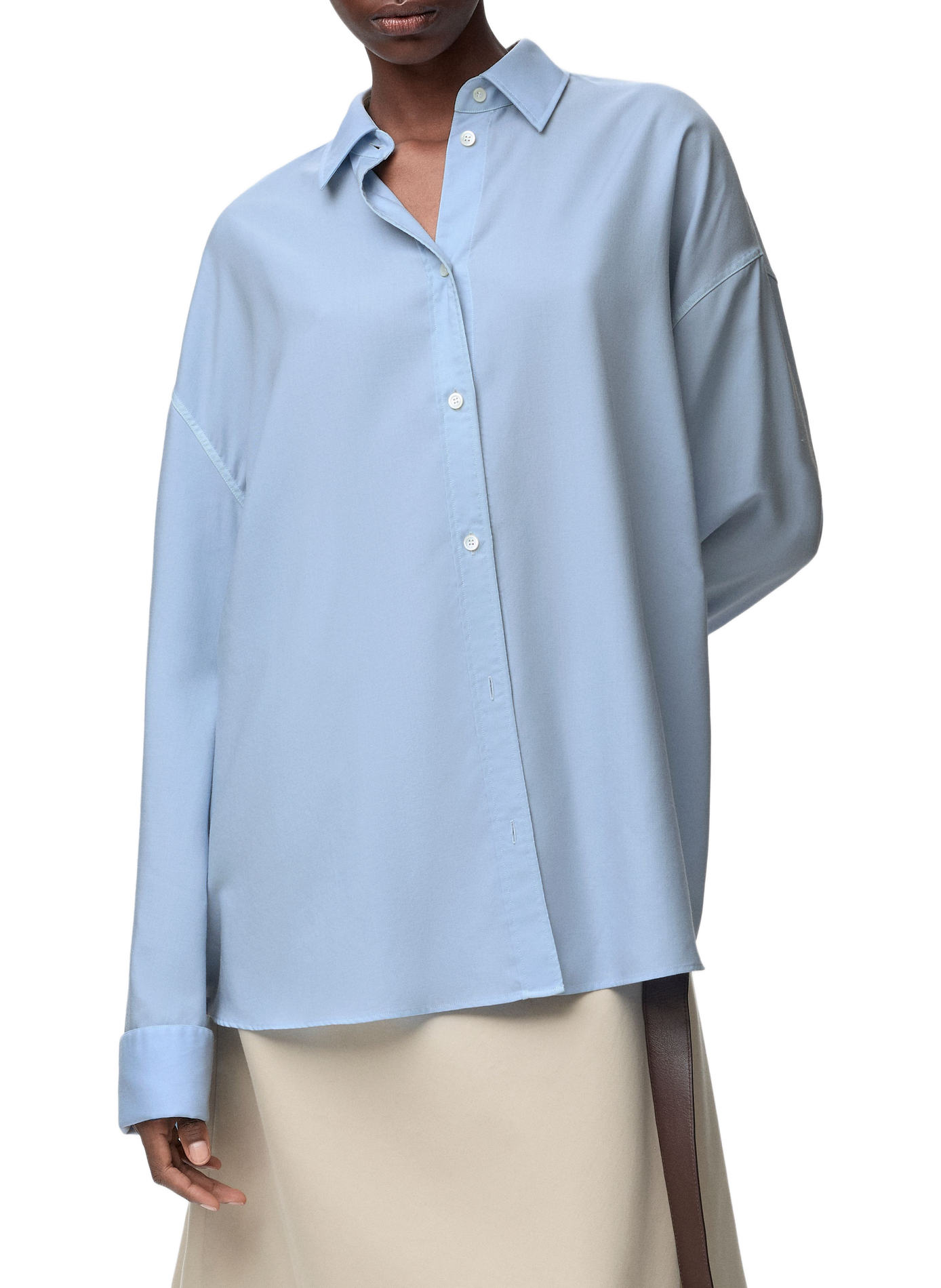 Chemise drapée en laine et soie LOEWE Bleu
