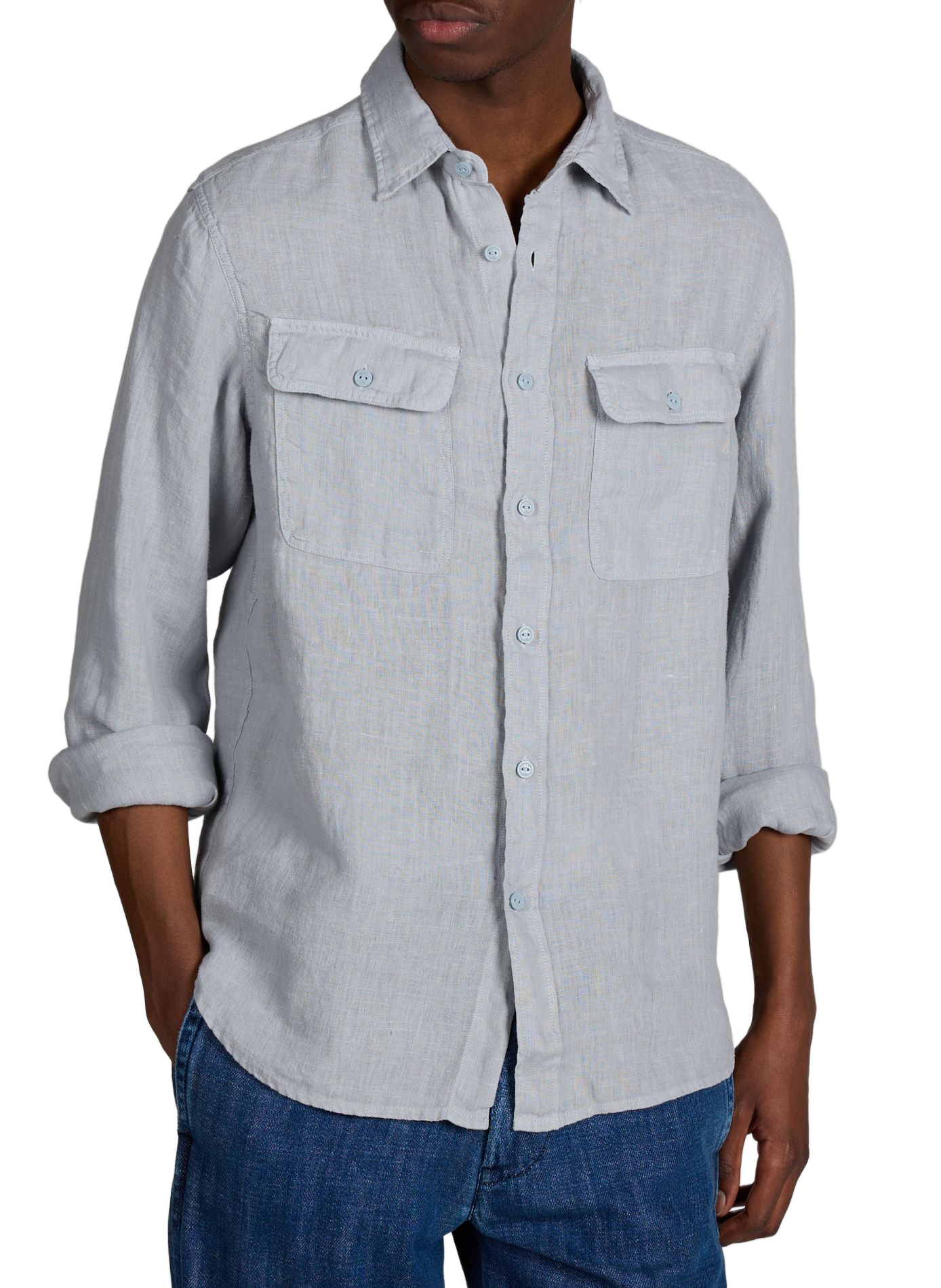 Straight linen shirt with pockets REPLAY Blue