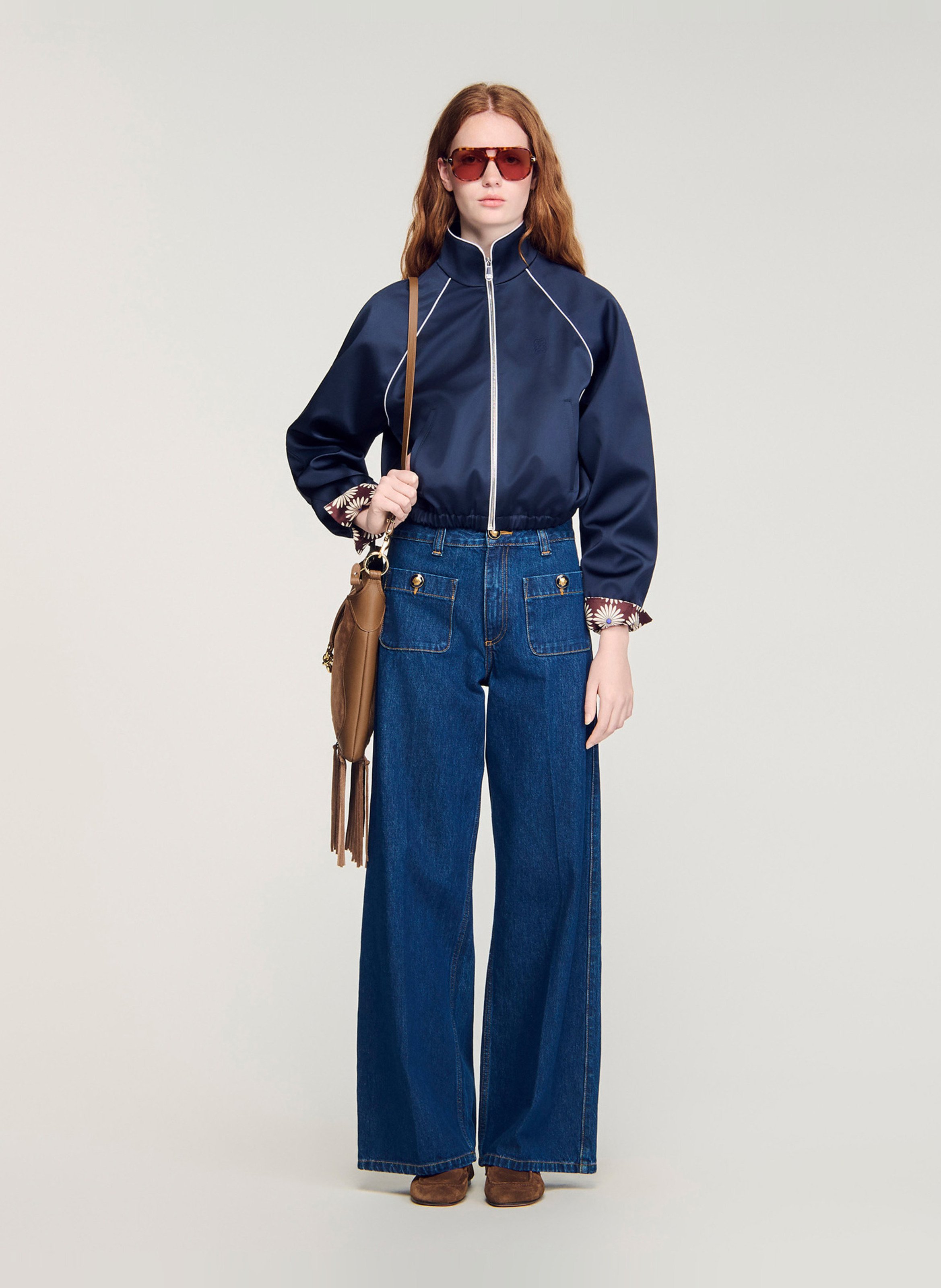 Jean large en coton SANDRO Bleu