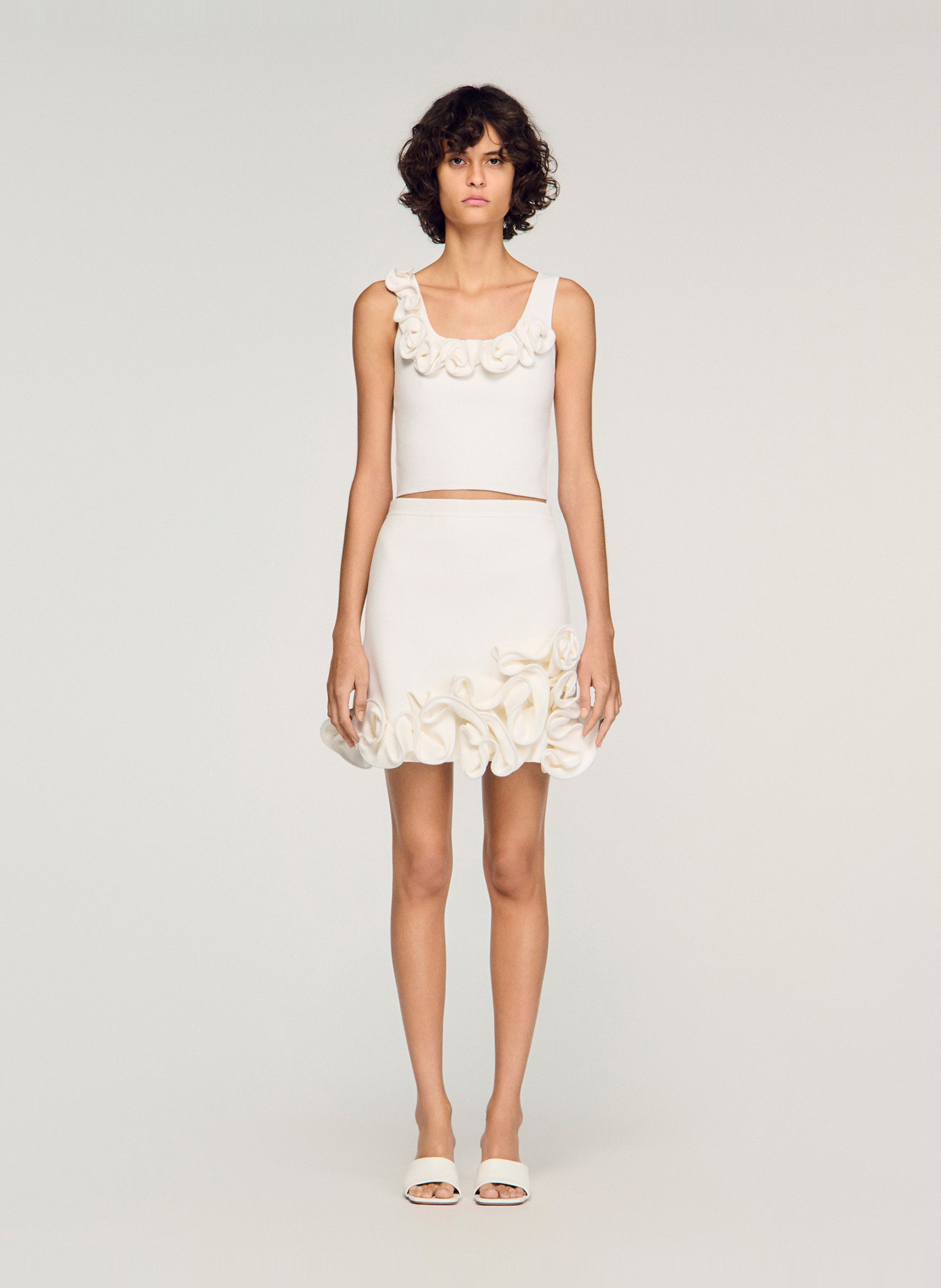 Jupe courte évasée SANDRO Blanc