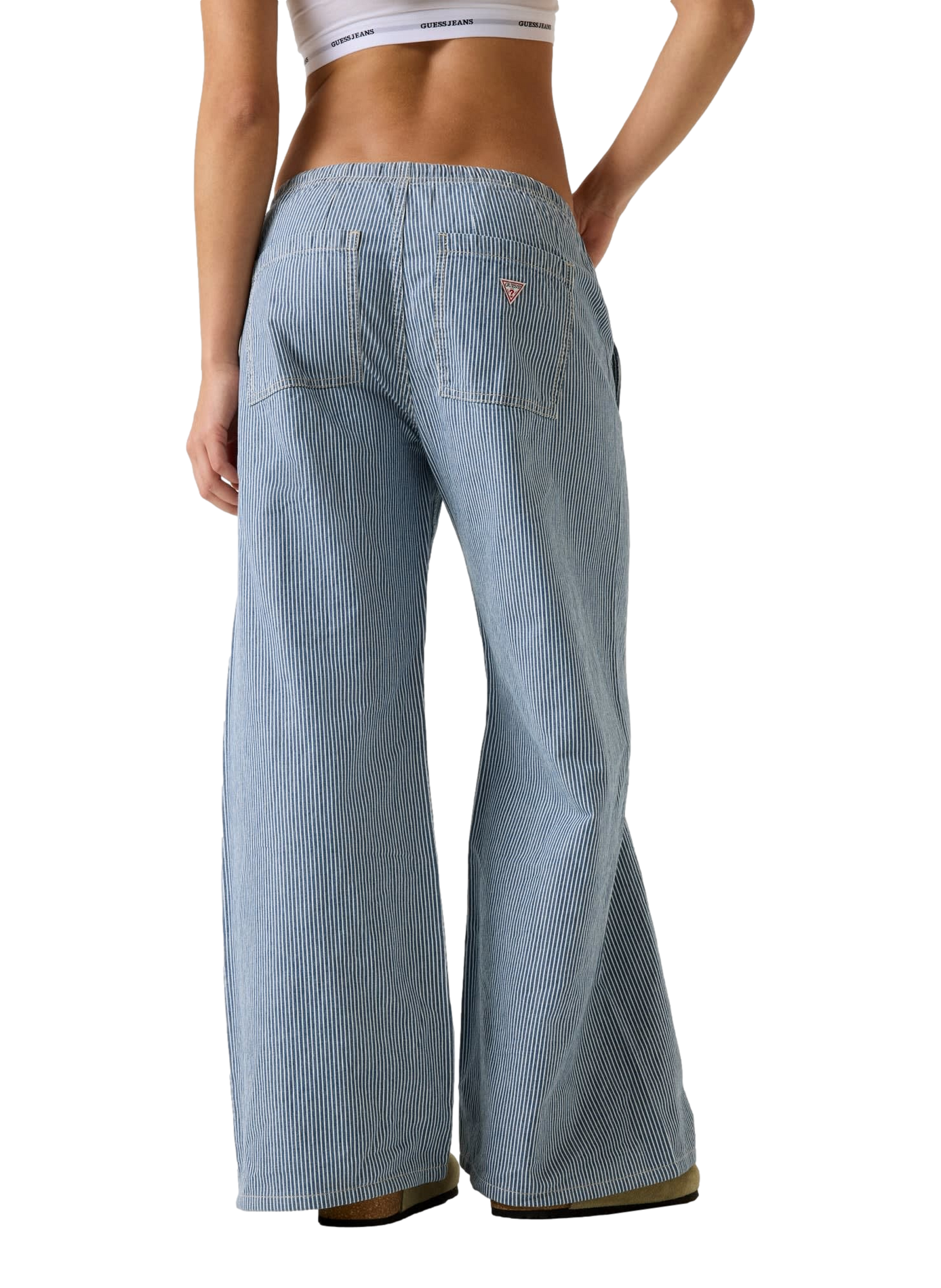 Wide-leg striped cotton jeans GUESS Blue