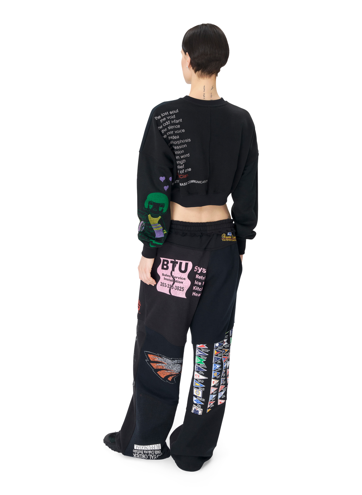 Upcycled graphic sweatshirts sweatpants unisex MARINE SERRE Black