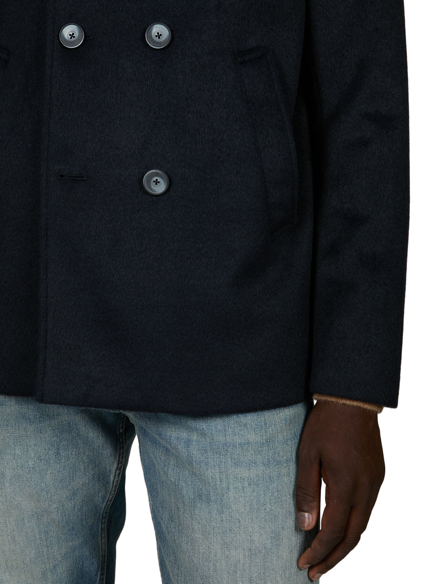 Textured coat with high collar HERNO Blue
