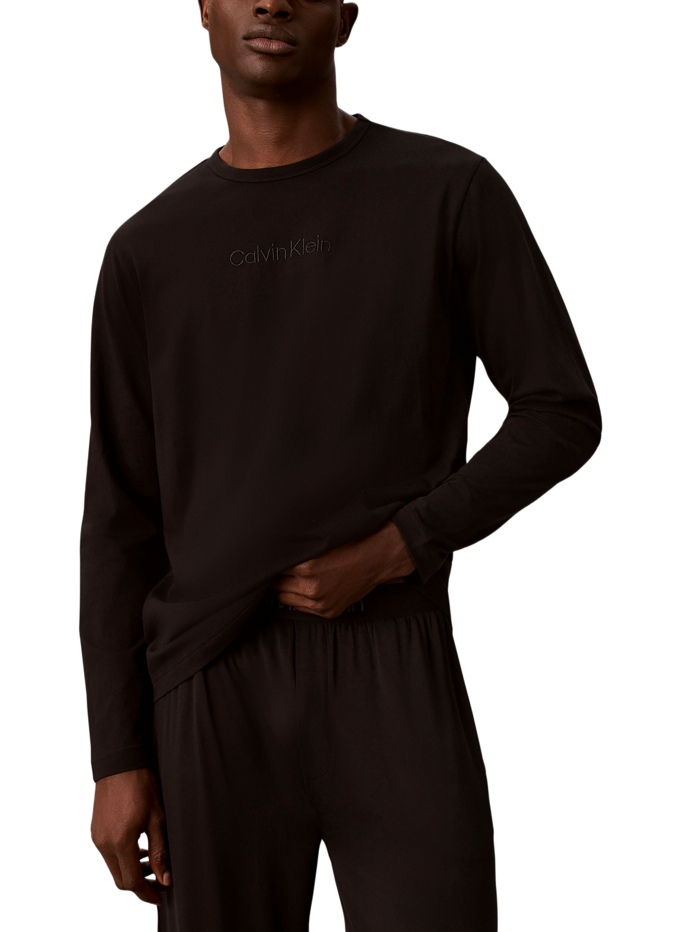 Pyjama-T-Shirt mit Baumwoll-Logo. CALVIN KLEIN Schwarz