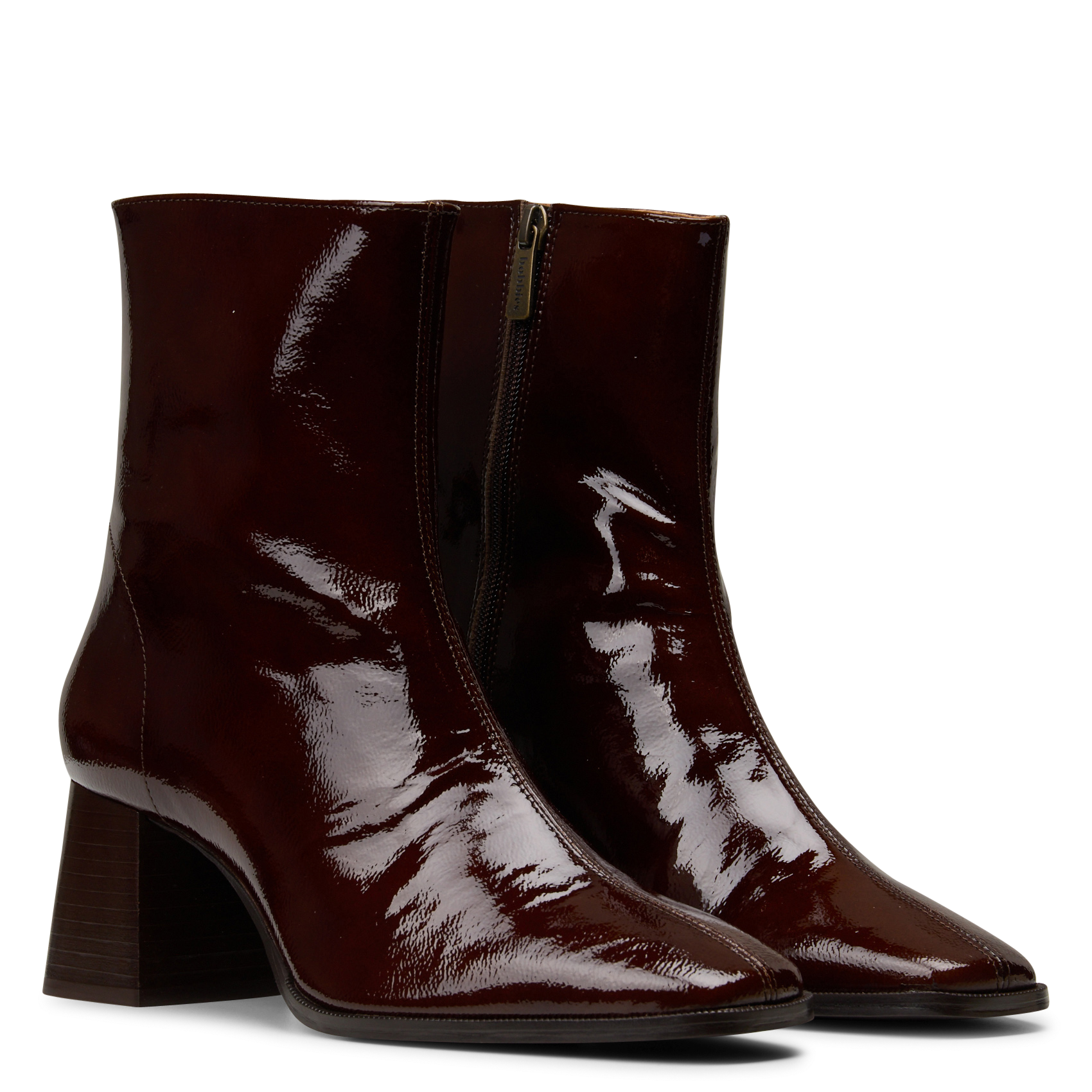 Vierkante nepleer enkellaarzen | Bruin BOBBIES Dames