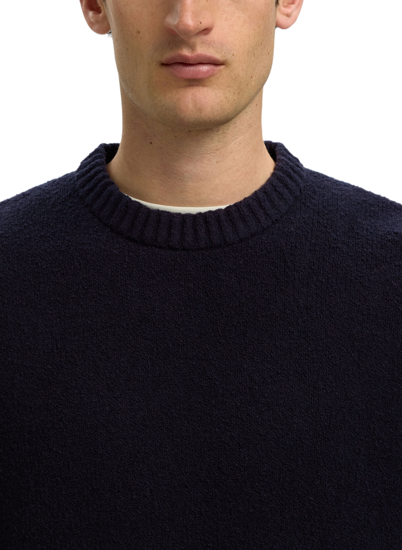 Rechte katoenmix trui met rechte pasvorm SELECTED Blauw