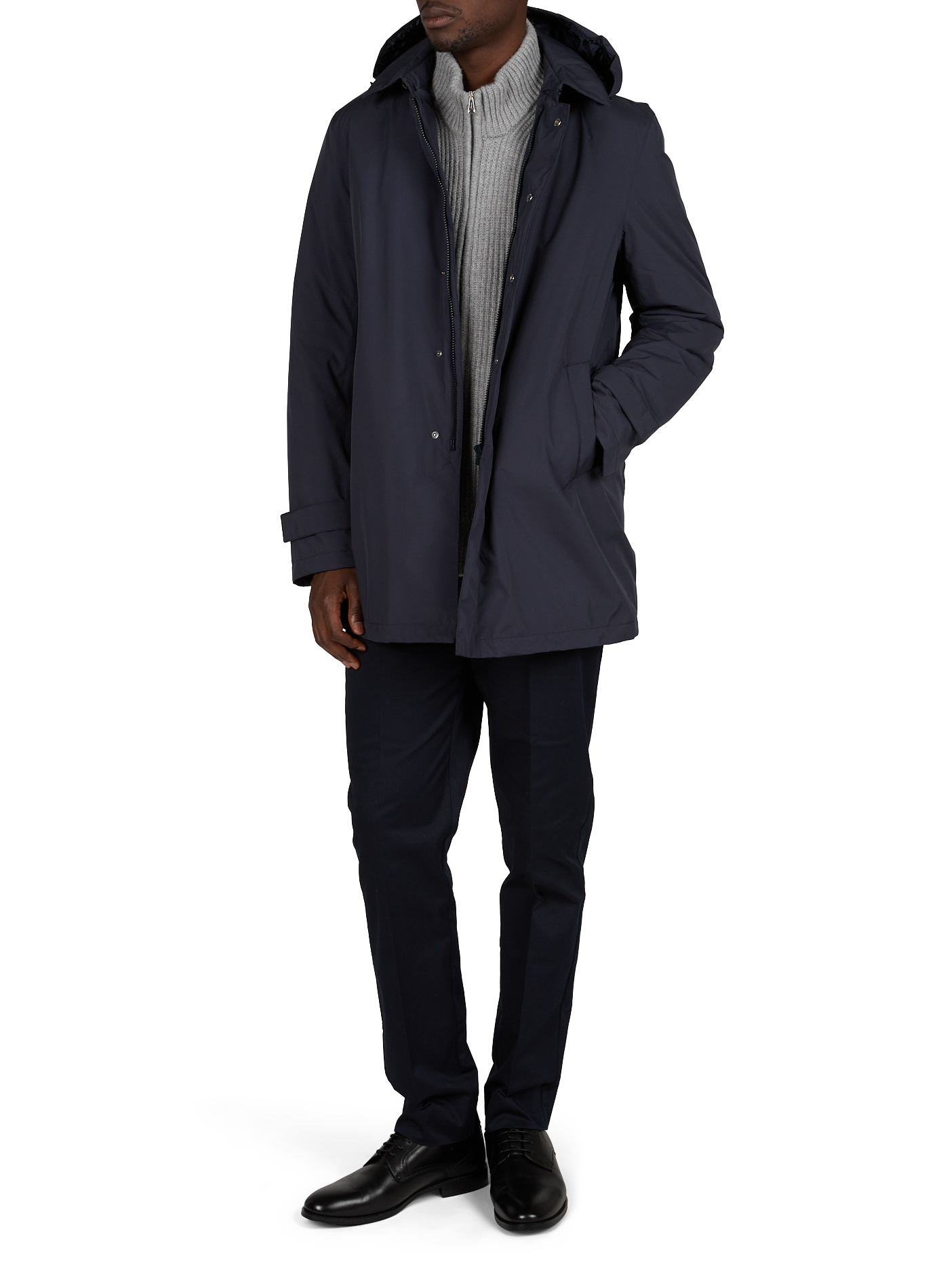 Straight hooded parka HERNO Blue