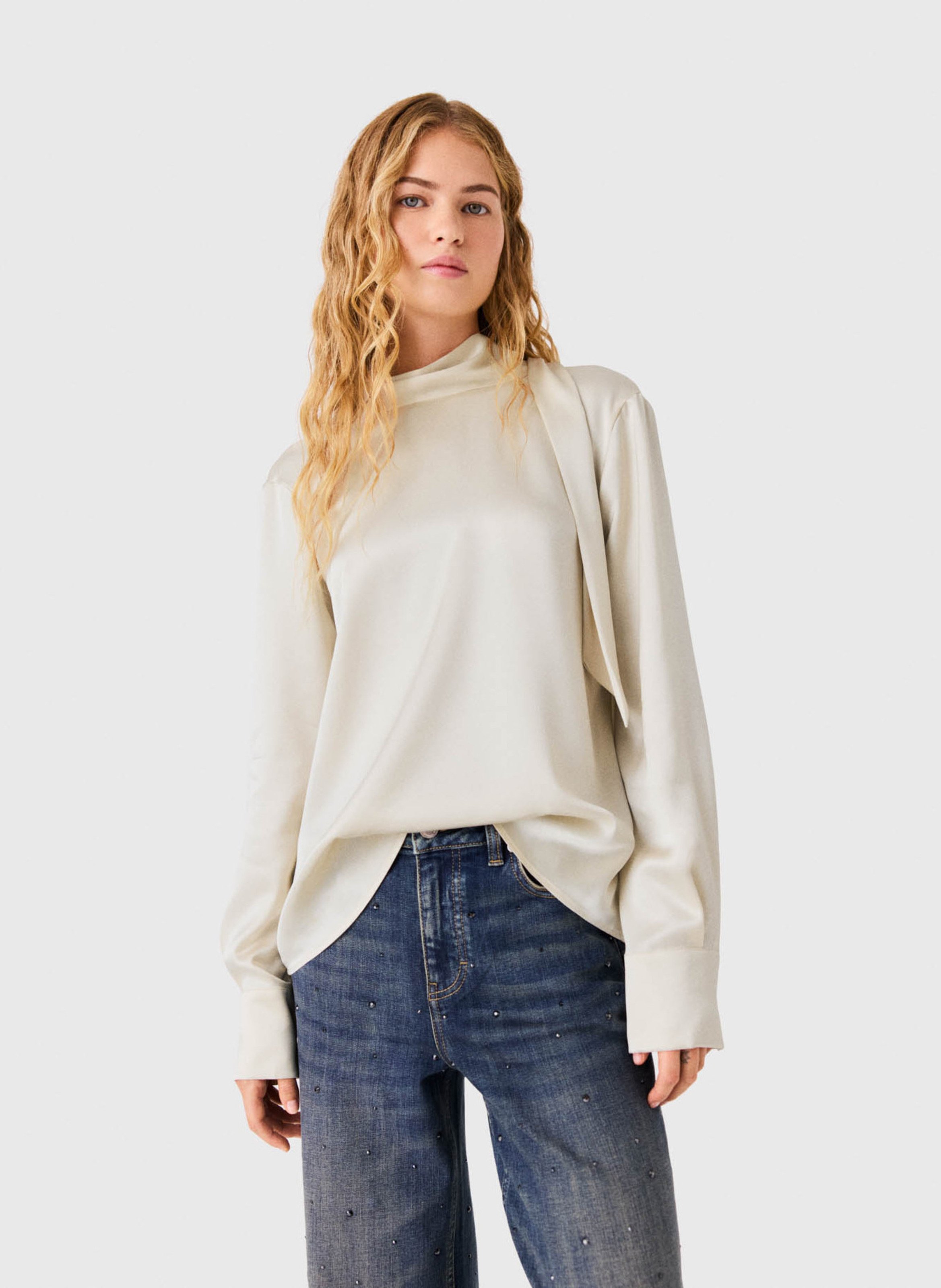 Top droit fluide MAJE Beige