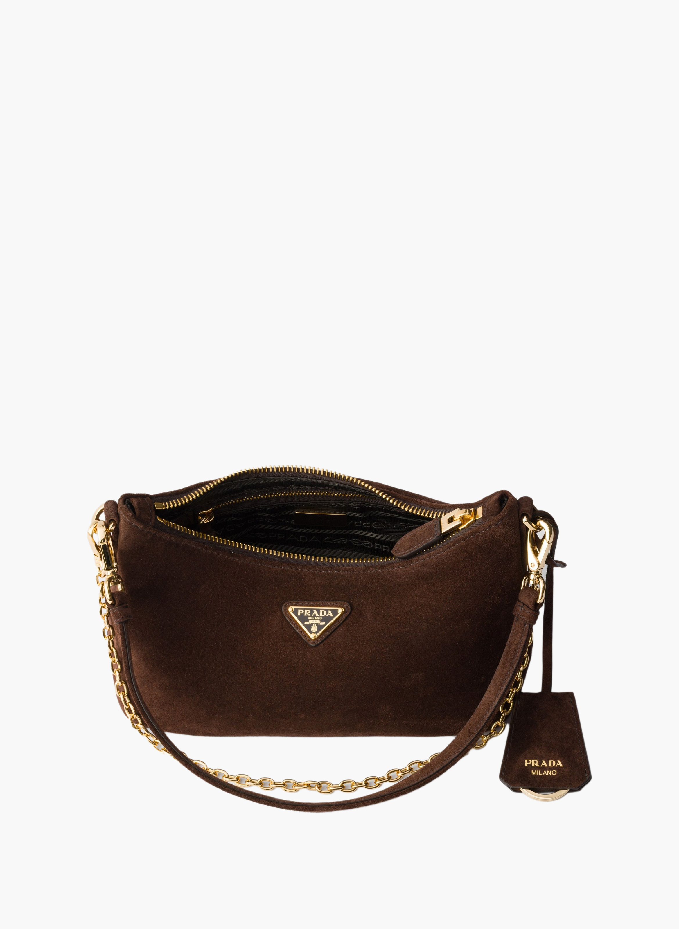 Mini sac en veau velours PRADA Marron