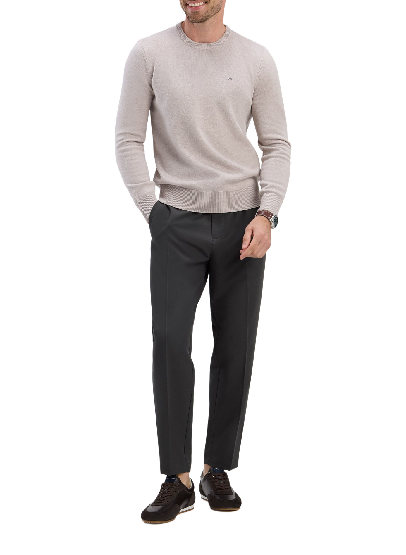 Pantalon slim à taille élastiquée EDEN PARK Khaki