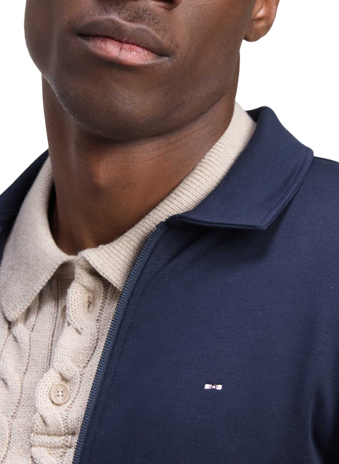 Sweat col classique en coton mélangé EDEN PARK Blauw
