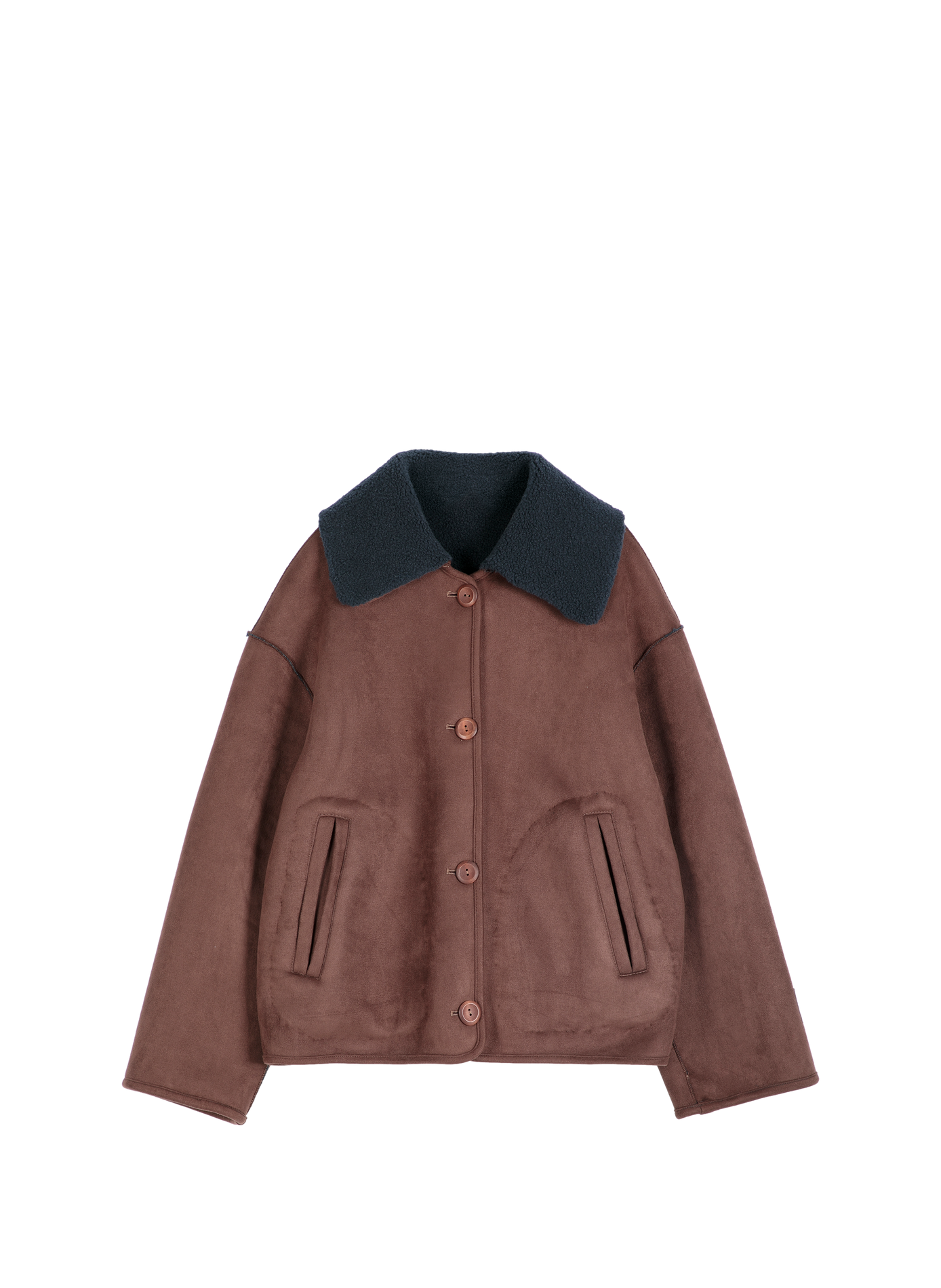 Manteau ample uni à col sherpa BOBO CHOSES Brown