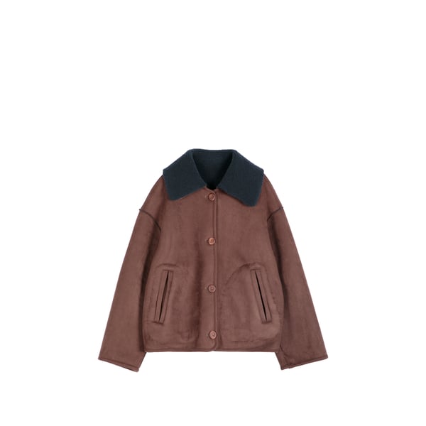 Manteau ample uni à col sherpa Manteau ample uni à col sherpa