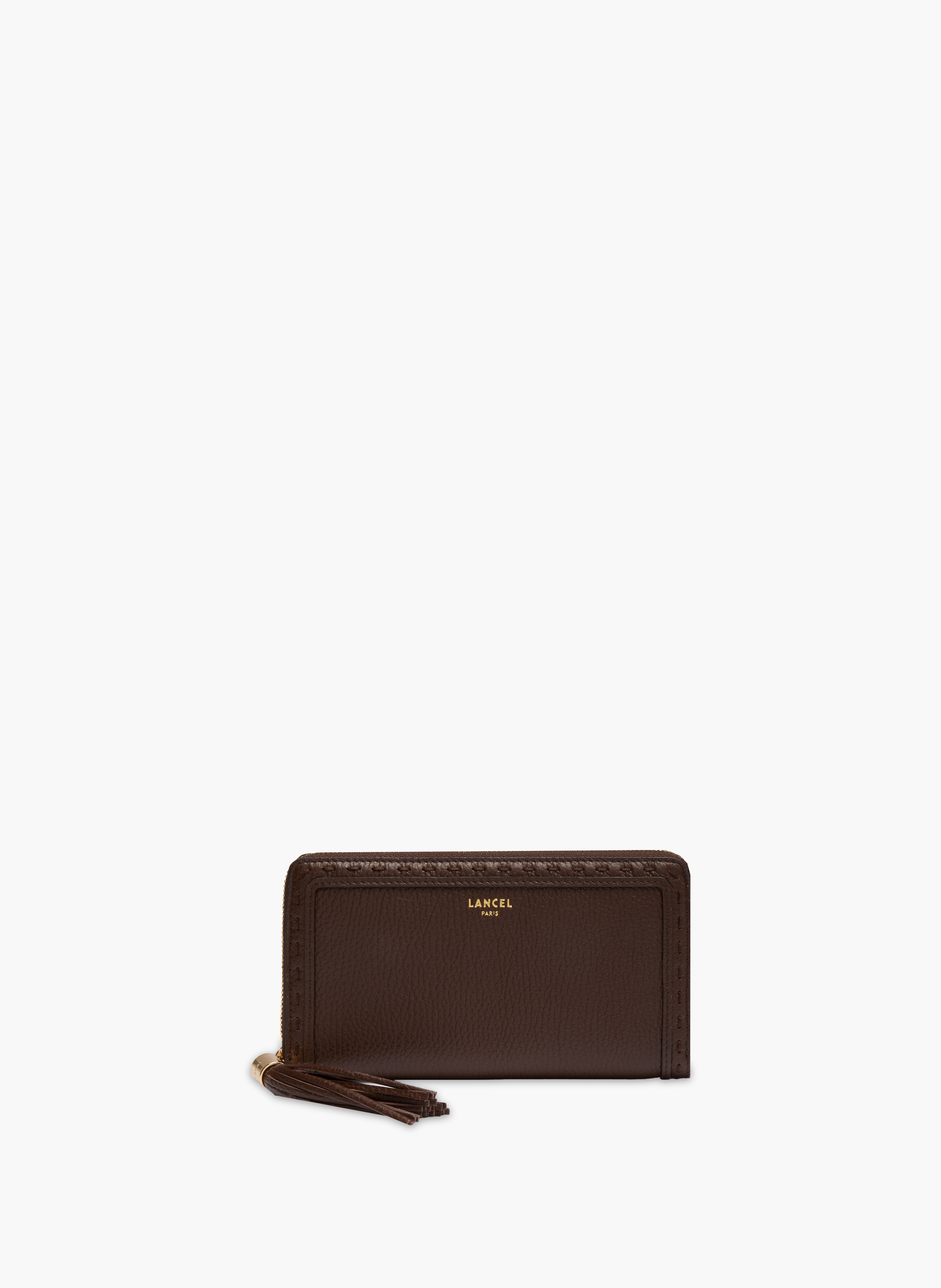 Lange ritssluiting portemonnee van Lancel in leer  Noix de coco