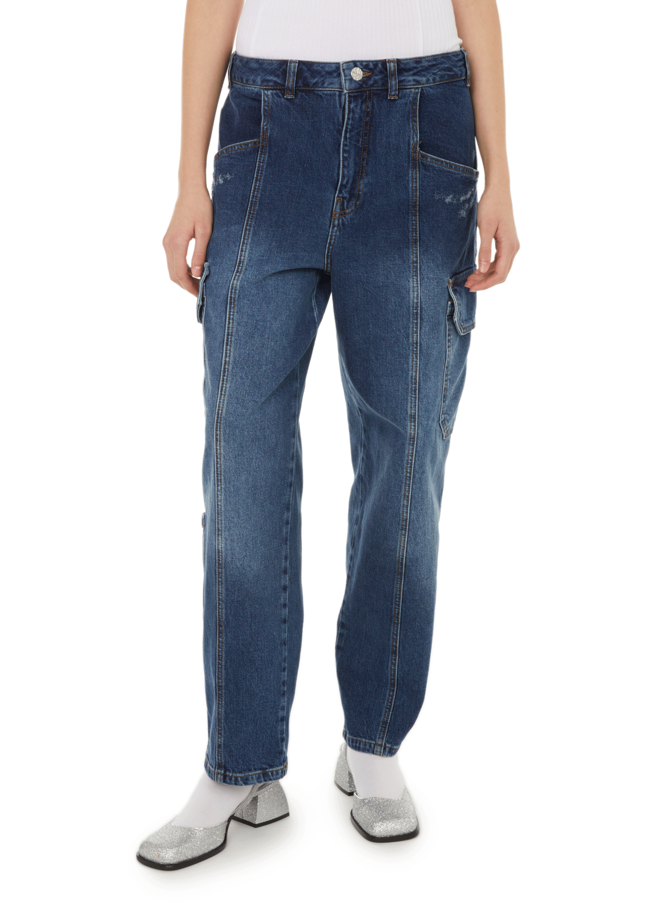 BAUM UND PFERDGARTEN Wide cotton cargo jeans Blue