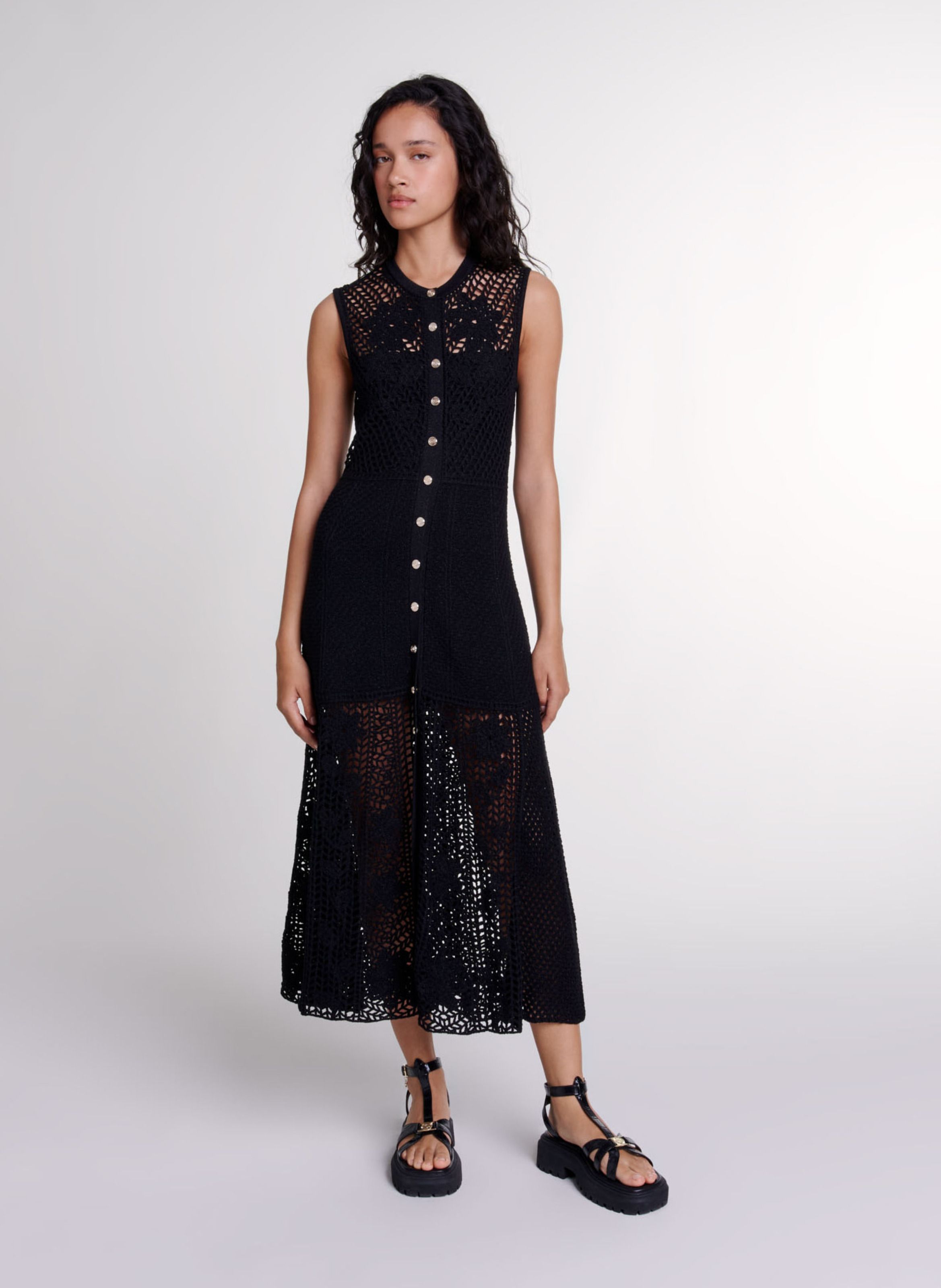 Robe Longue Moulante à Col Rond - Maje Femme | Printemps.com