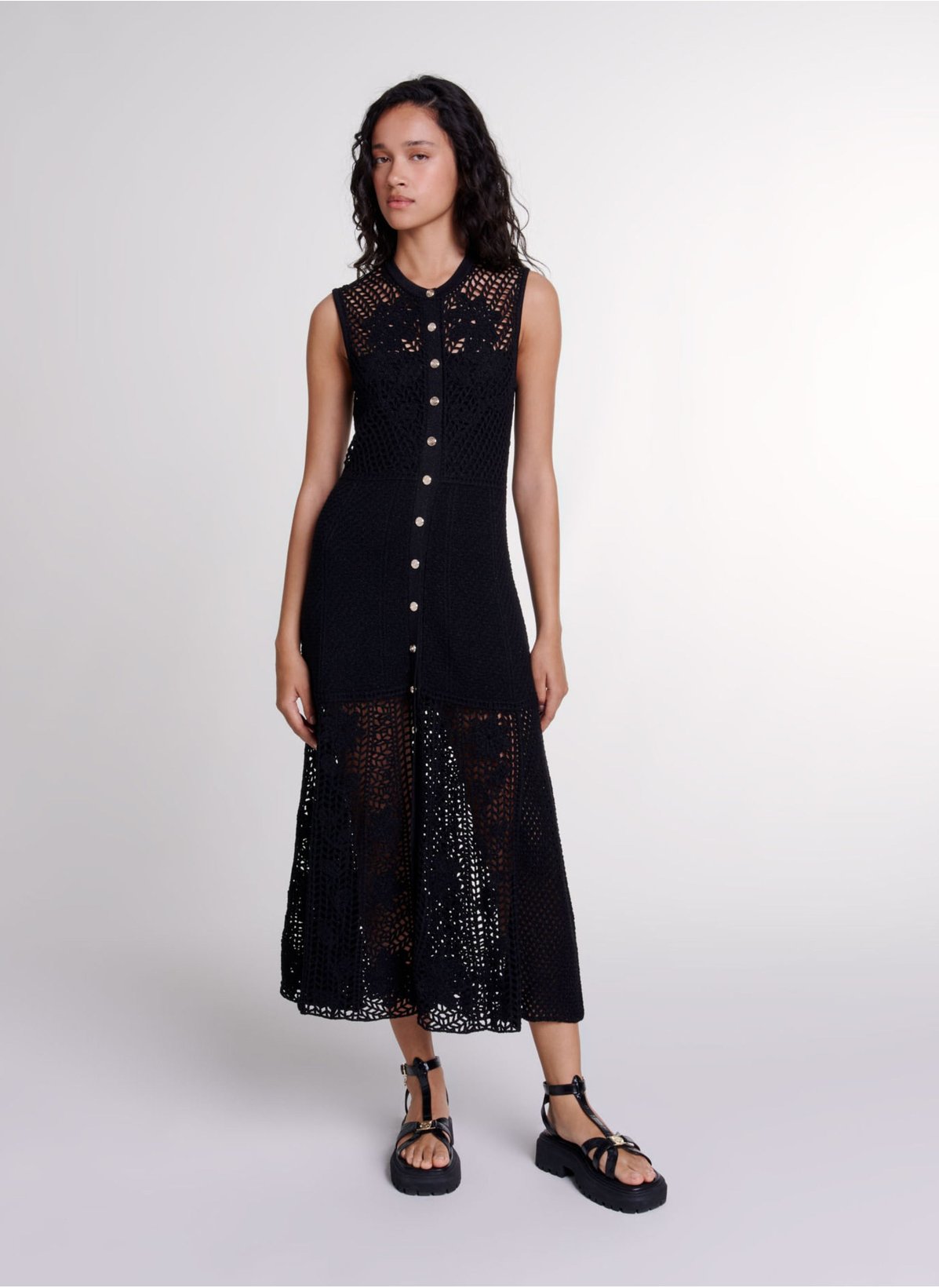 Robe Longue Moulante à Col Rond - Maje Femme | Printemps.com