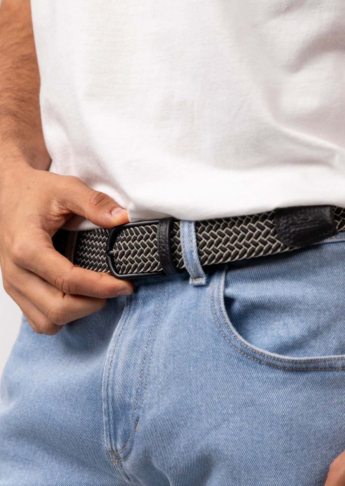 Ceinture tressée élastique multicolore BILLYBELT Gris