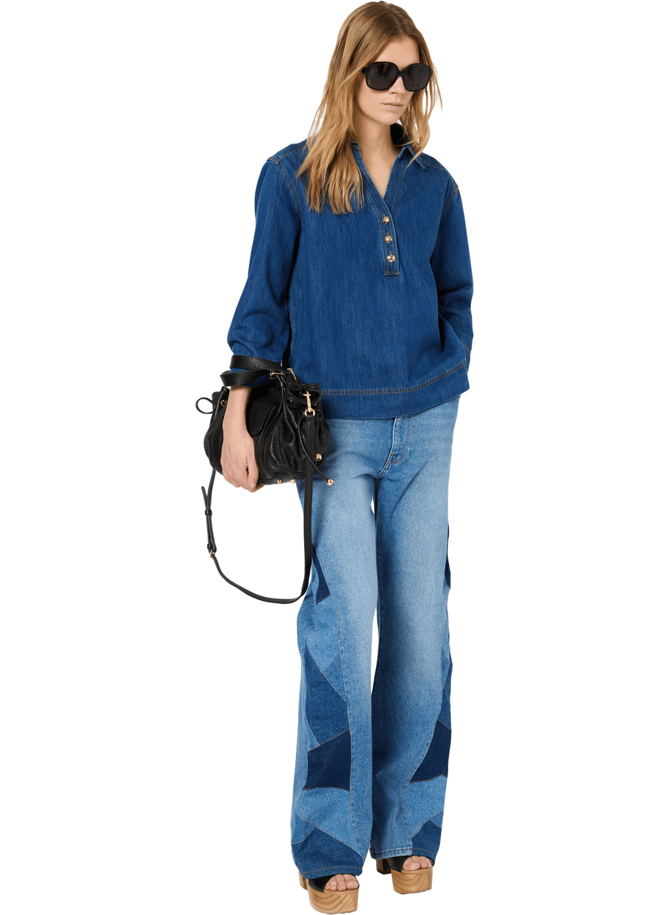 Chemise en denim à boutons dorés - unia GERARD DAREL Bleu