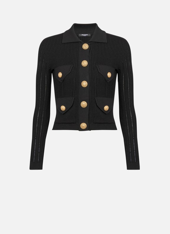 Cardigan en maille à boutons Noir by BALMAIN BALMAIN Cardigan en maille à boutons Noir