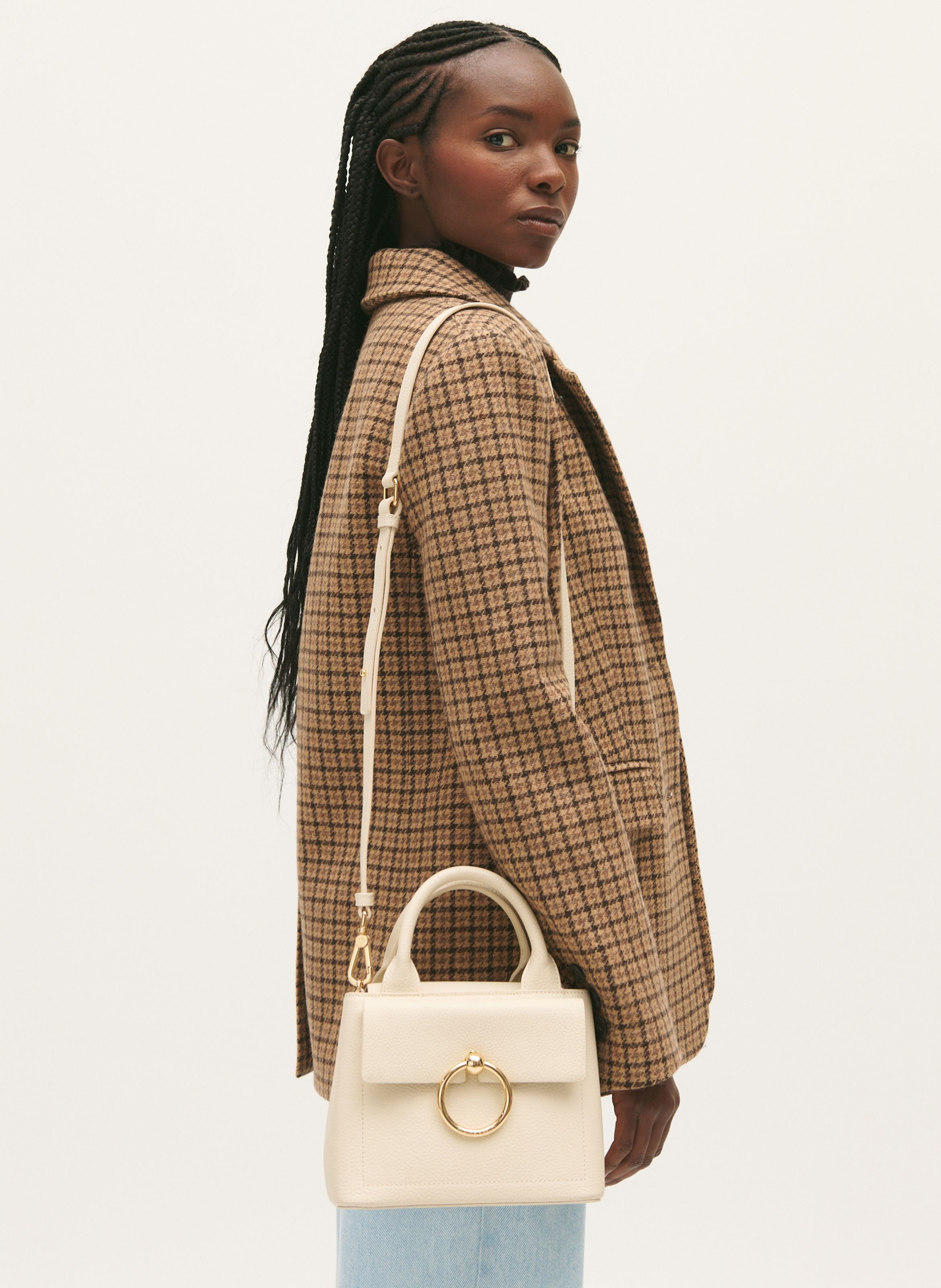 Mini sac à main en cuir lisse CLAUDIE PIERLOT Beige