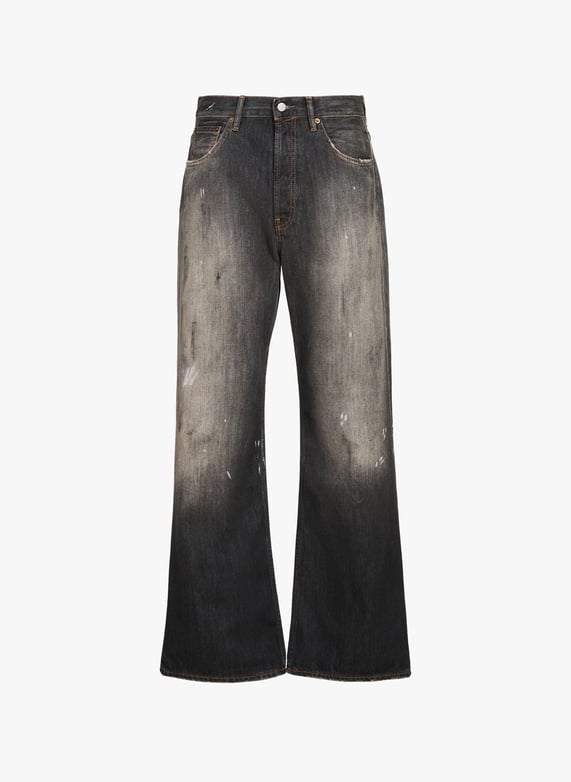 Jean large tacheté en coton | Noir by ACNE STUDIOS Jean large tacheté en coton Noir