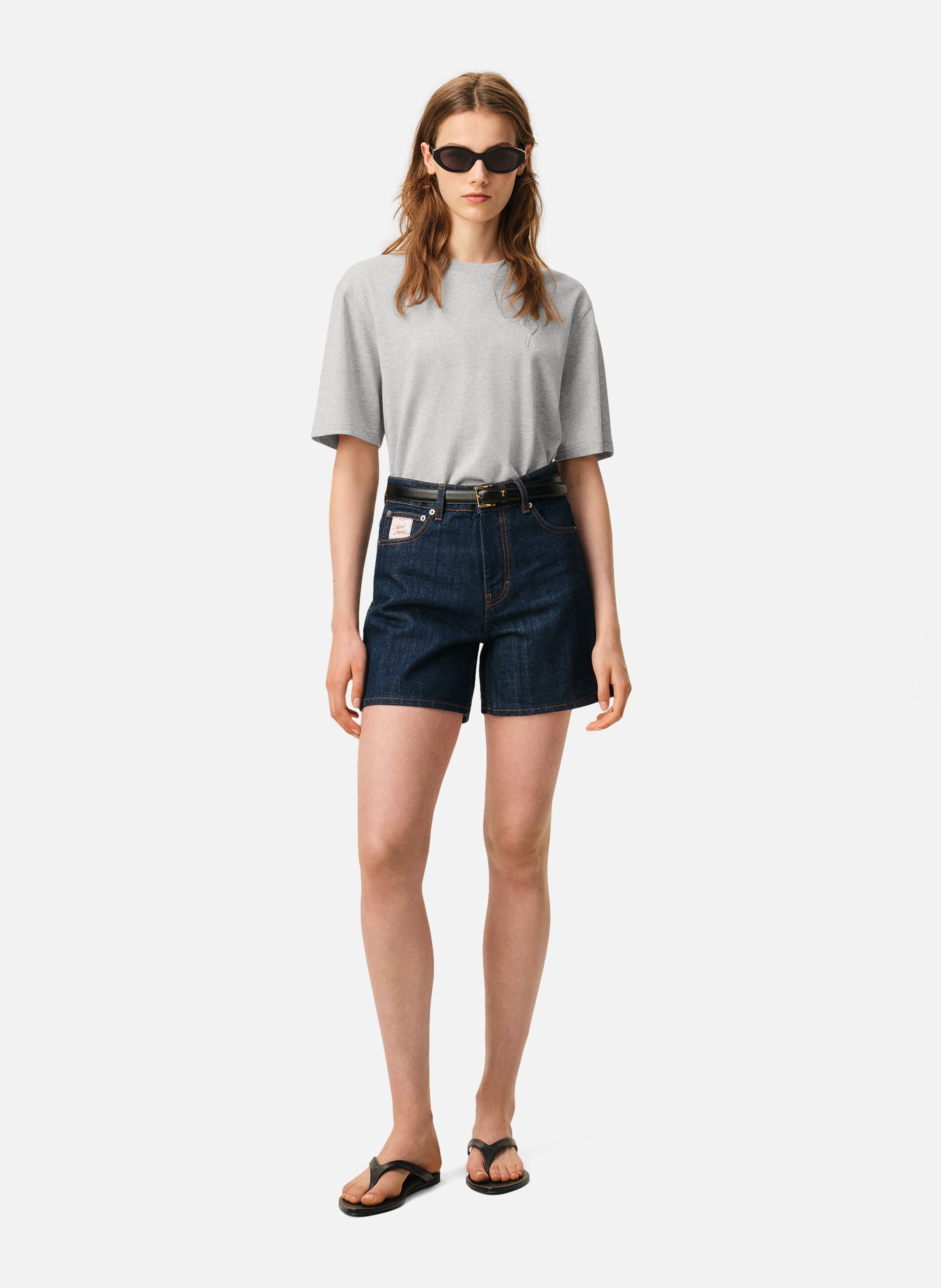 T-shirt unisexe en coton ami de coeur embossé AMI PARIS Gris