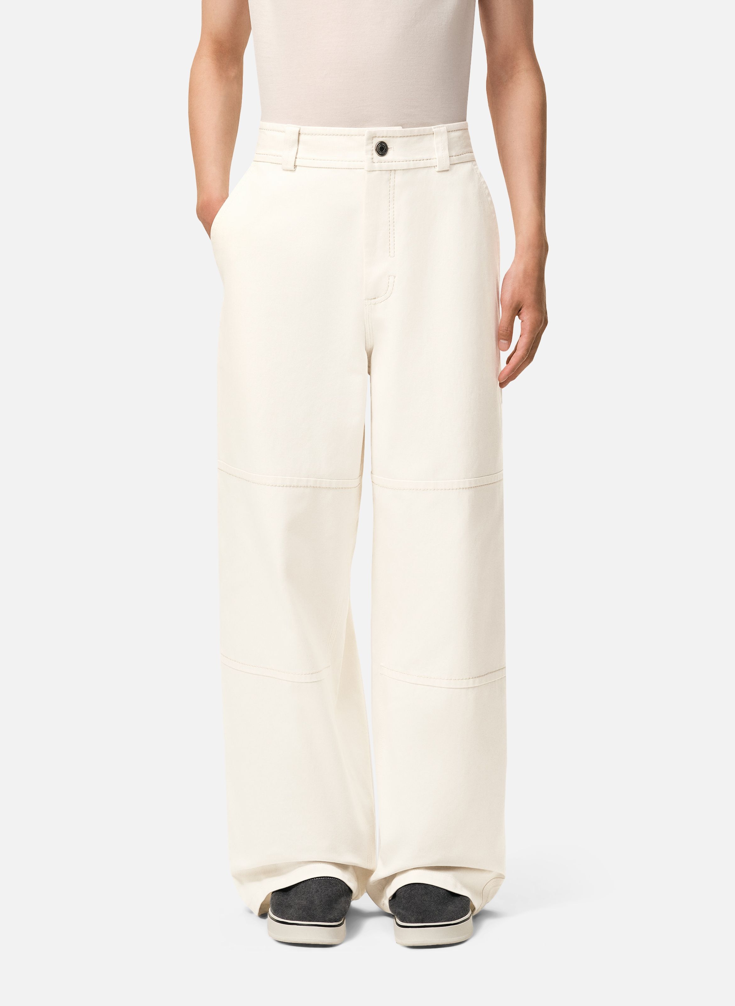 Pantalon worker en coton AMI PARIS Blanc