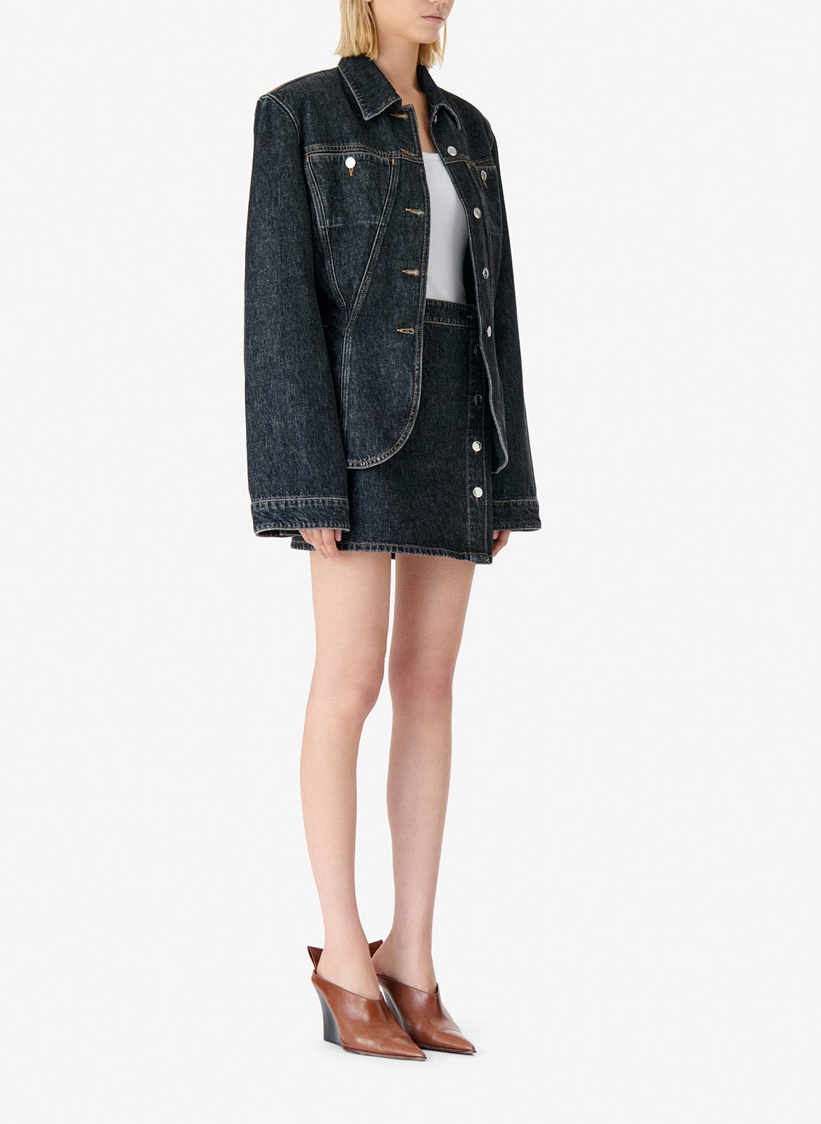 Jupe courte boutonnée en jean isya IRO Bleu